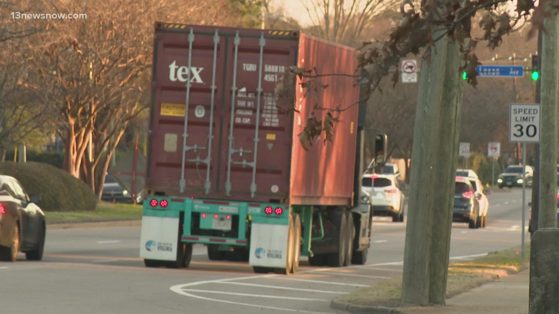 On Hampton Boulevard in Norfolk, trucks with at least four axles are only allowed to travel between 6 a.m. and 4 p.m.