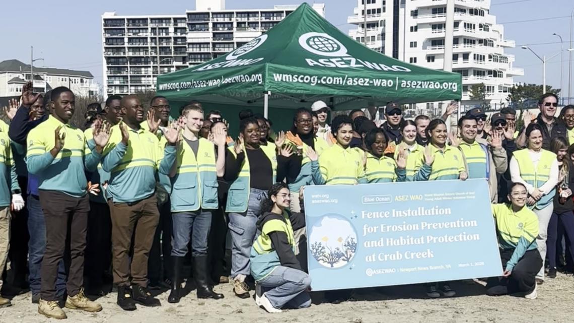 Volunteers restore sand fencing at Virginia Beach's Crab Creek to protect shoreline and strengthen dunes
