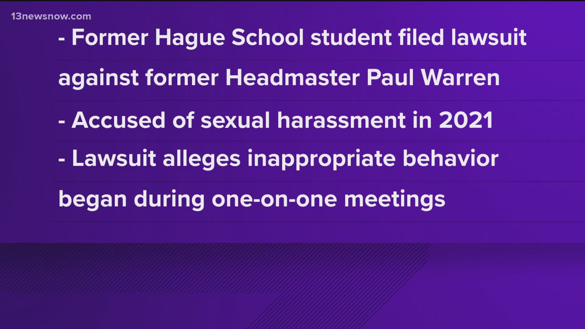Keelin Hogan filed the lawsuit on Monday, accusing Paul Warren of inappropriate activity when she was a 16-year-old student.