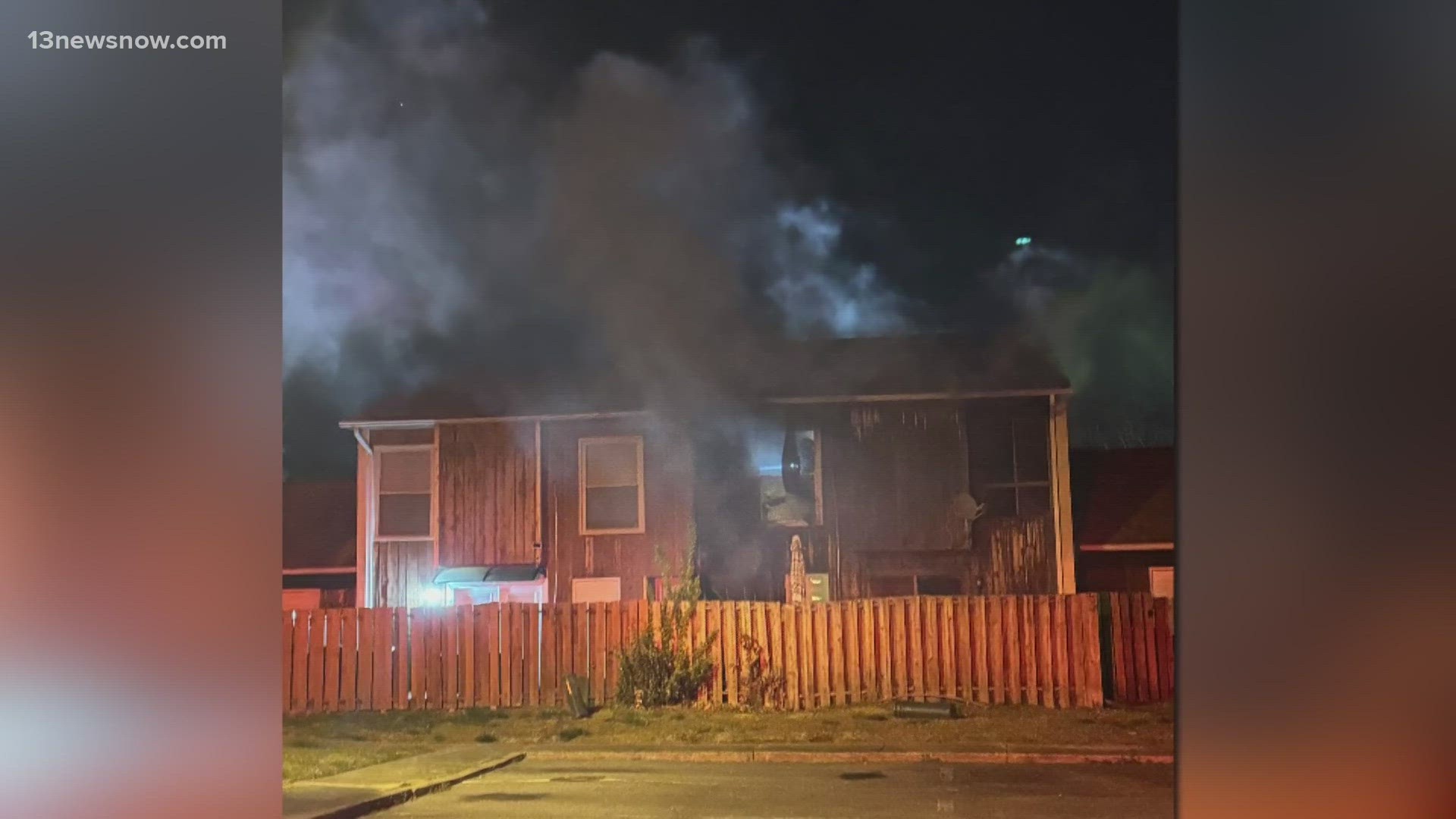 Norfolk Fire Rescue says they were dispatched to 3455 Edward Street around 12:45 a.m. Monday for a report of a house fire.