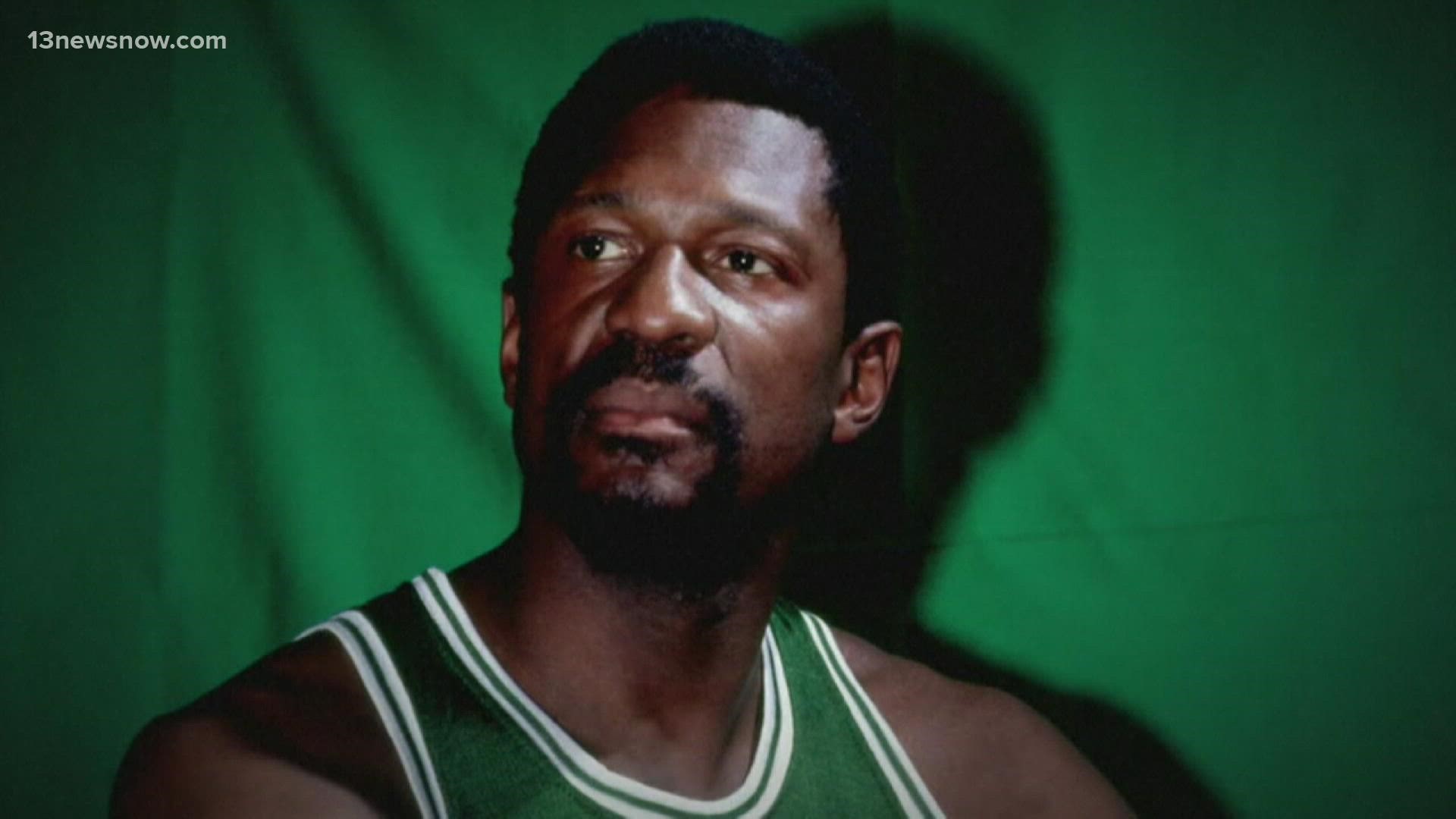 NBA FILE: Bill Russell (6) of the Boston Celtics looks on as Tommy