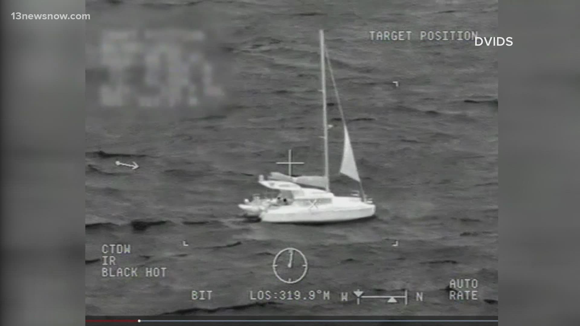 A helicopter crew responded and rescued the three adults and one 15-year-old aboard the sinking vessel.