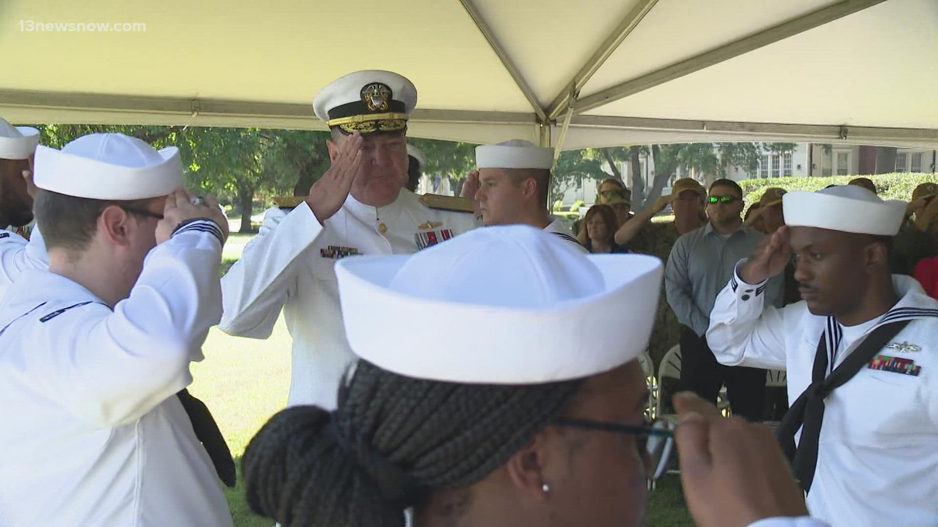 Rear Adm. Charles W. “Chip” Rock was relieved by Rear Adm. Scott Gray in a ceremony on Thursday.