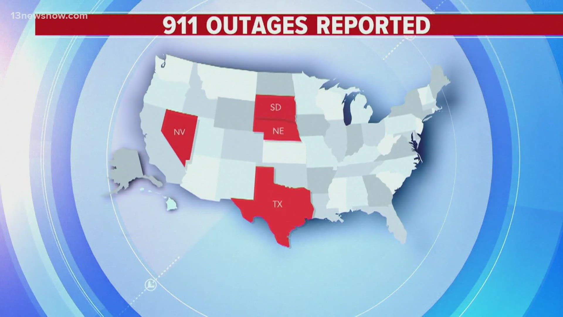 Several U.S. states experience overnight 911 center outages | 13newsnow.com