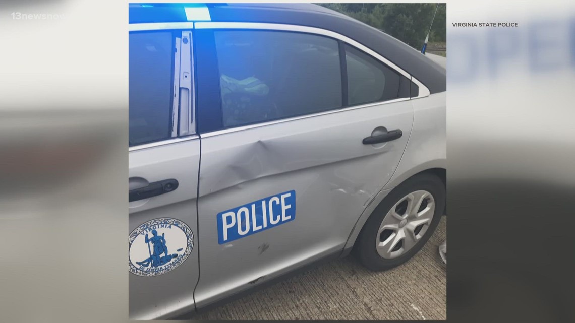 Virginia State Police car sideswiped in Hampton