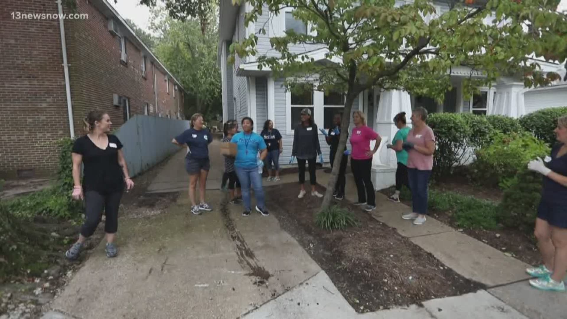 Many groups took part in improving their communities during the United Way's Day of Giving. One of the sites they helped out at was Haven House.