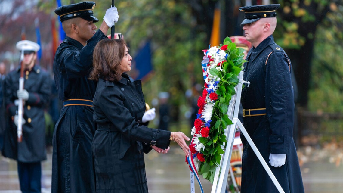 VP Kamala Harris Lays Wreath At Arlington On Veterans Day | 13newsnow.com