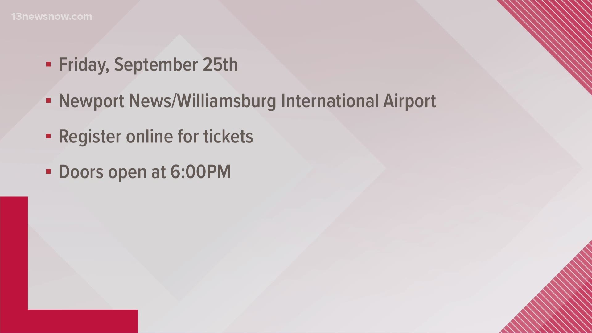 President Donald Trump will be holding a campaign rally at the Newport News/Williamsburg Airport on Sept. 25.
