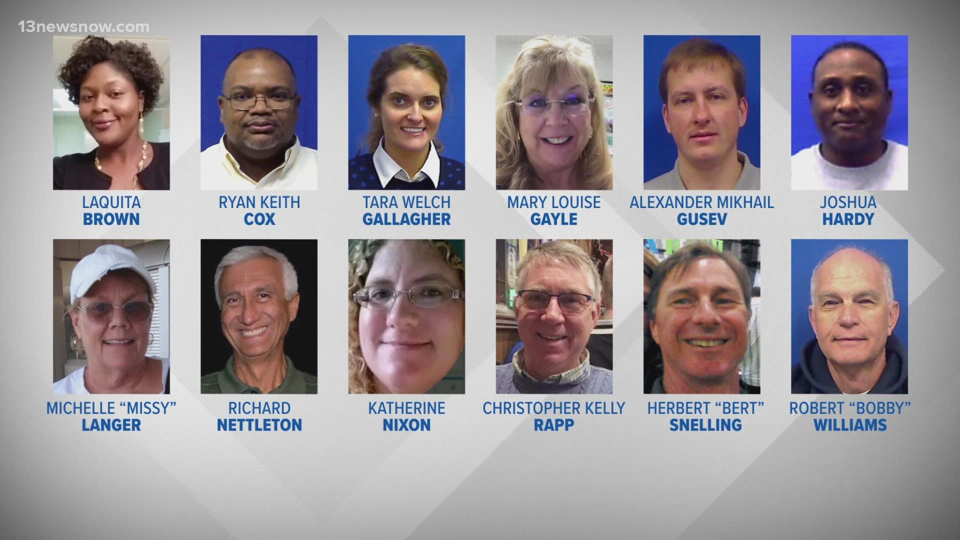 On May 31, 2019, a disgruntled city employee shot and killed 12 people at the Virginia Beach Municipal Center. They were mothers, fathers, co-workers and friends.