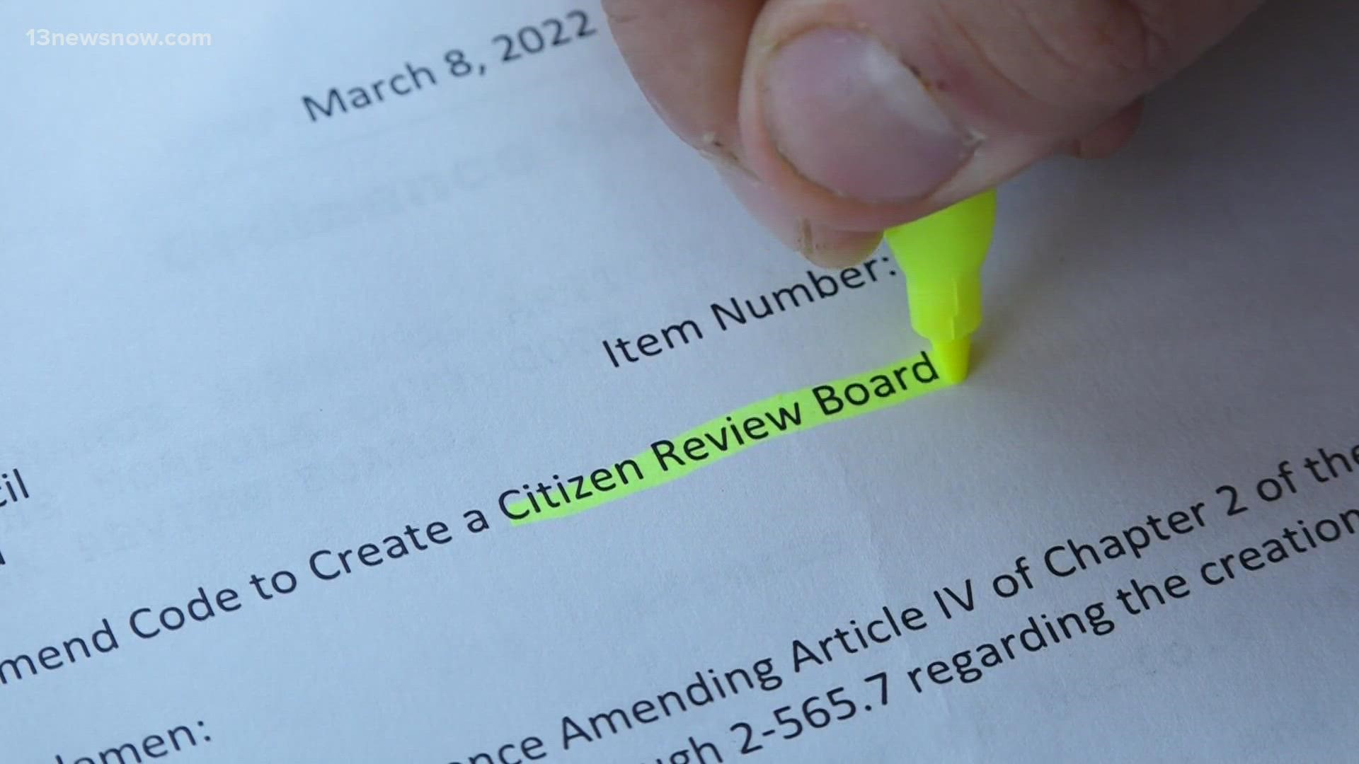 On Tuesday Norfolk City Council will vote on the creation of a "citizen review board".