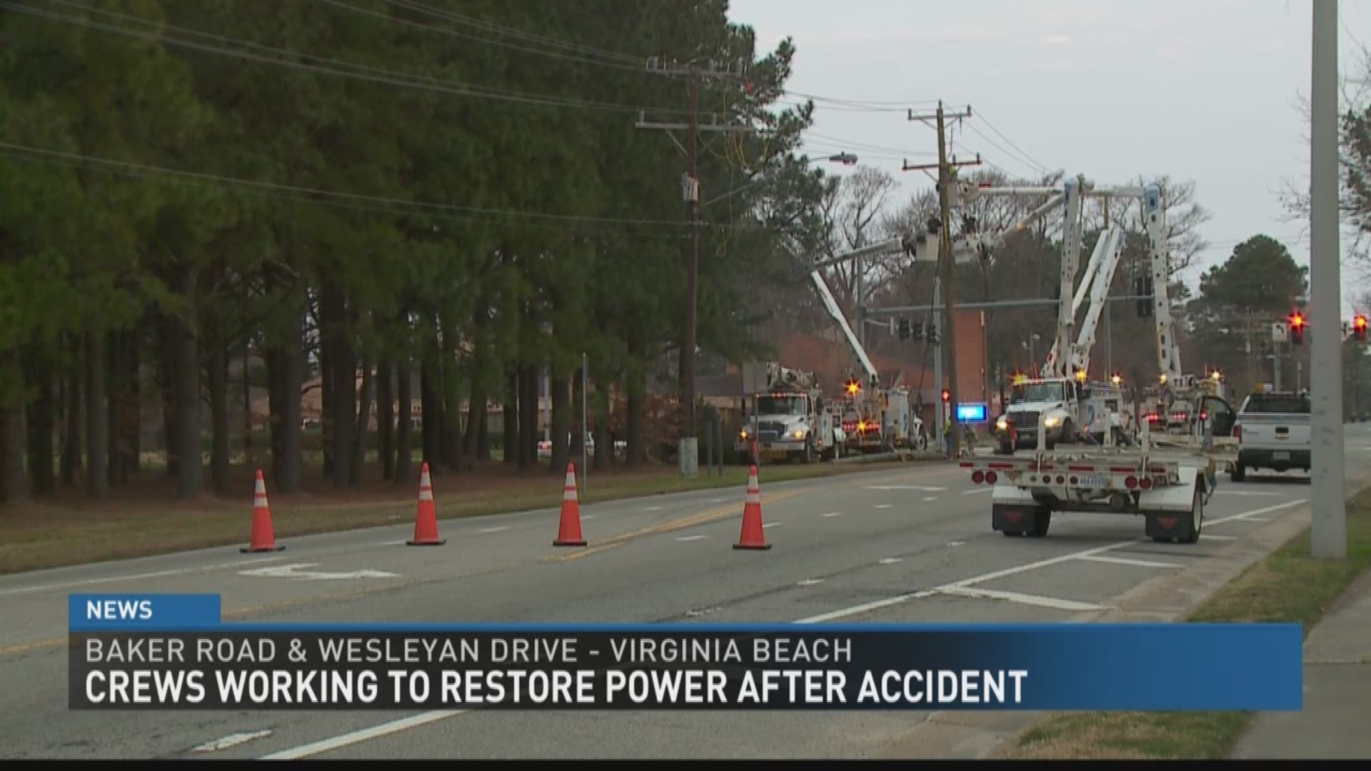 Singlevehicle accident closes portion of Baker Road in Va. Beach