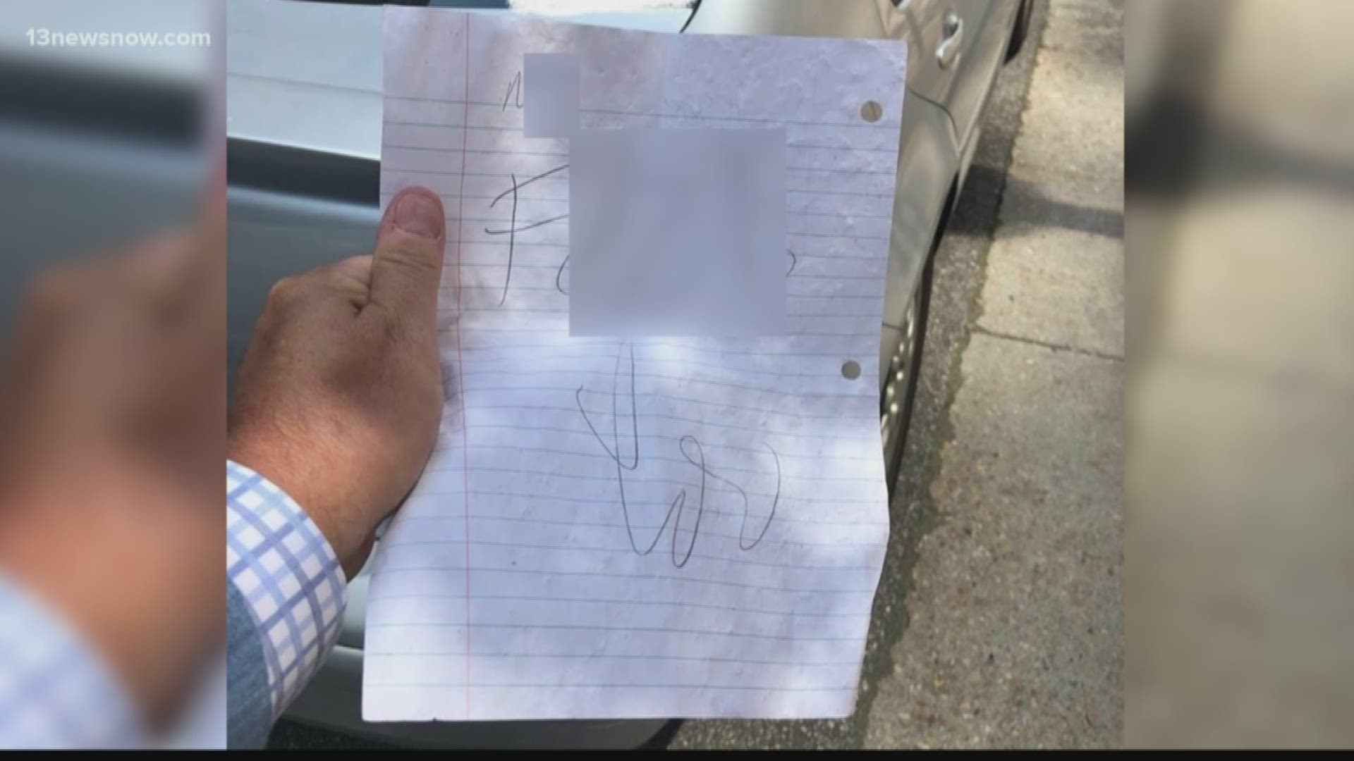 Virginia Beach district city council candidate, David Nygaard, said a racist note was left on his car in Town Center. 13News Now Chenue Her spoke to Nygaard.