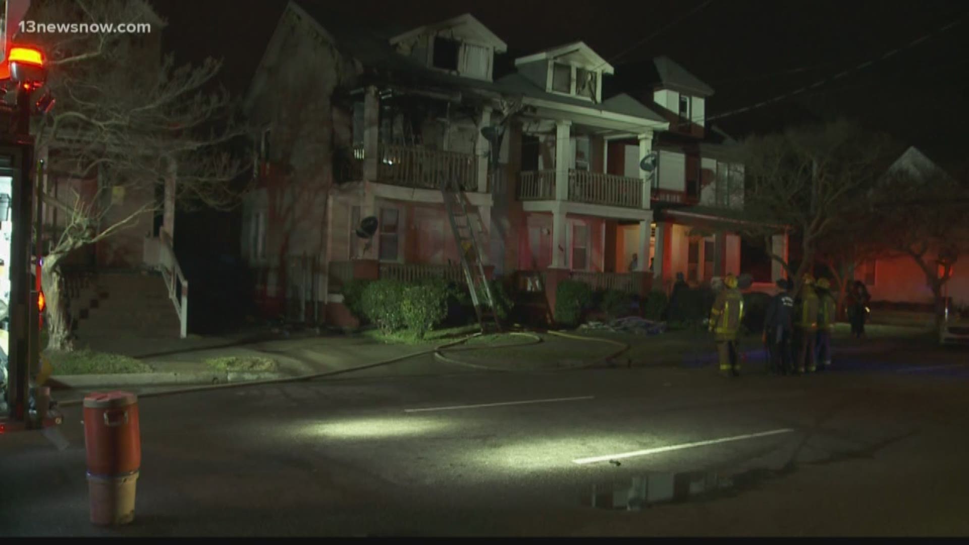 A family was displaced after a fire damaged an apartment in Norfolk Saturday night