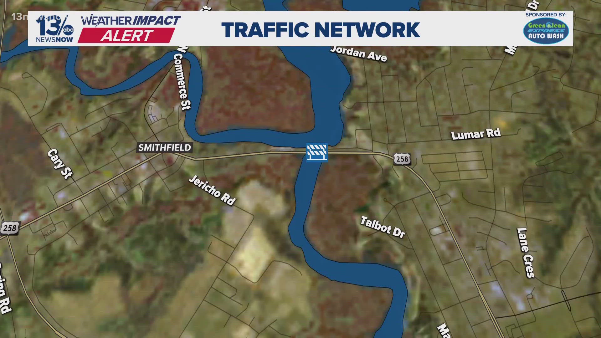 A detour is in place for traffic heading east and west on Rte. 258. 