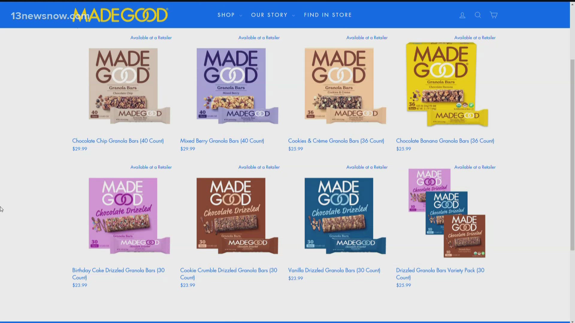 MadeGood Granola Bars Possible Metal Contamination Recall | 13newsnow.com