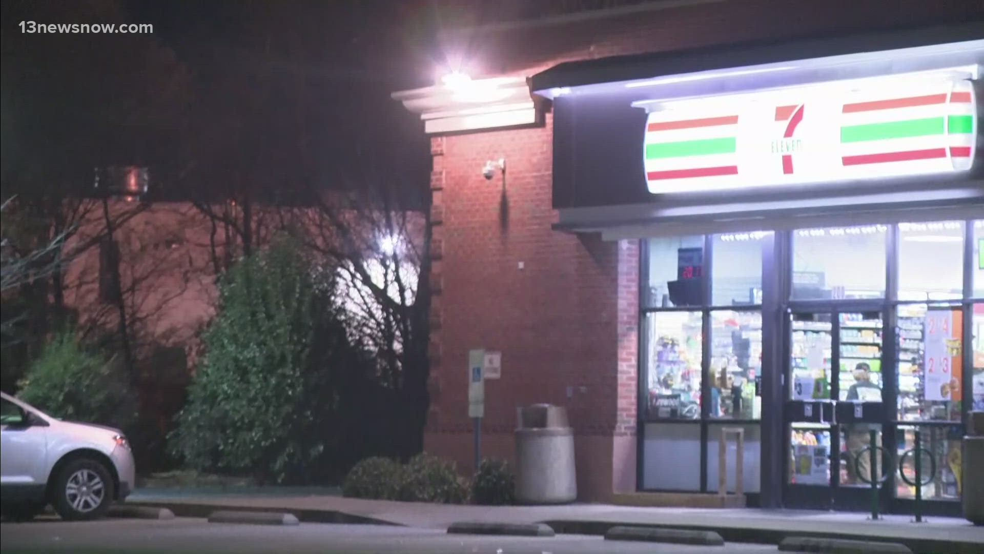 Virginia Beach police are searching for a shooting suspect they said injured a man at one of the city's 7-Eleven convenience store locations.