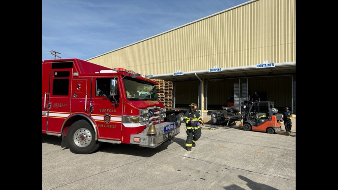 Overturned forklift pins man at Suffolk Industrial Park