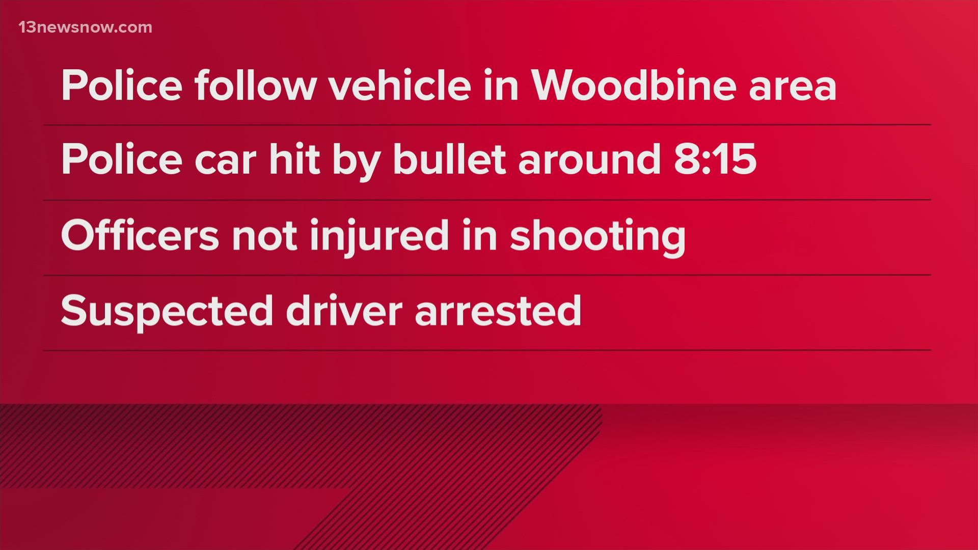 Portsmouth Police say two officers were investigating "a suspicious vehicle" when the shooting occurred Saturday night.