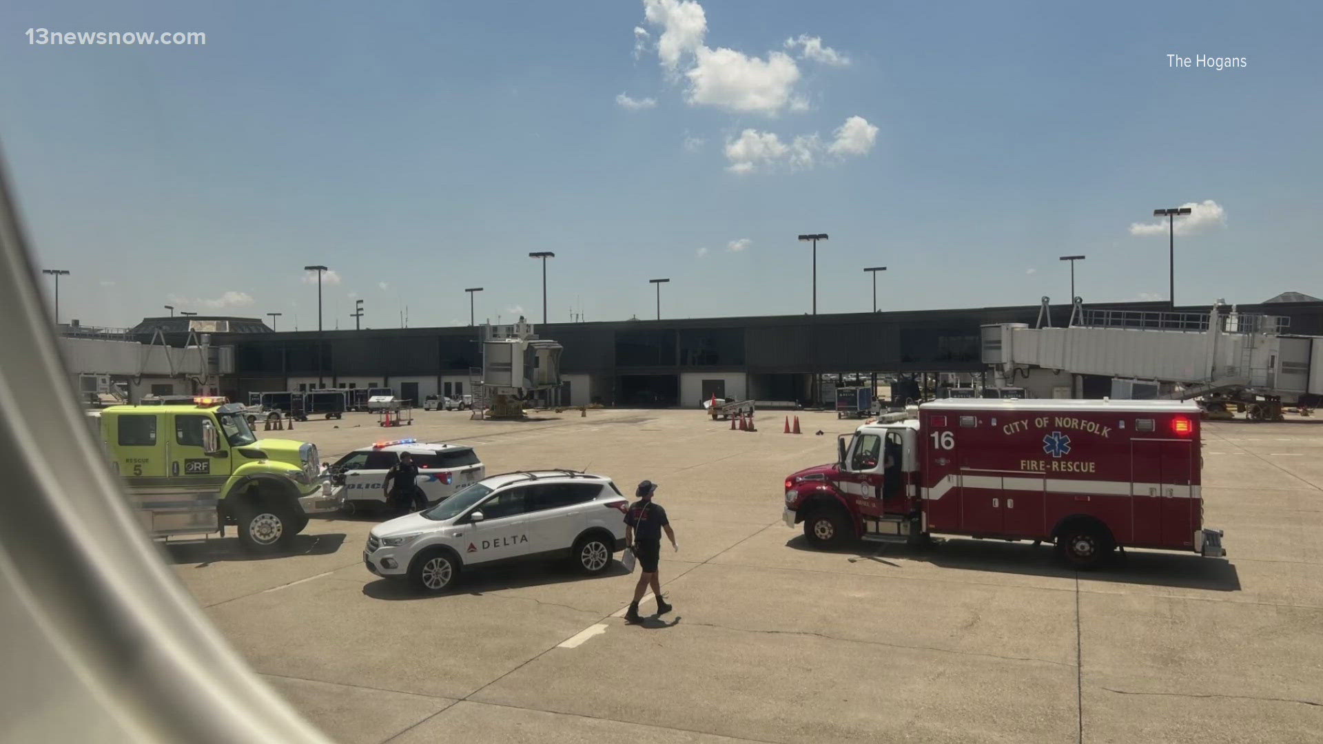 An accident at Norfolk International Airport sent a worker to the hospital.