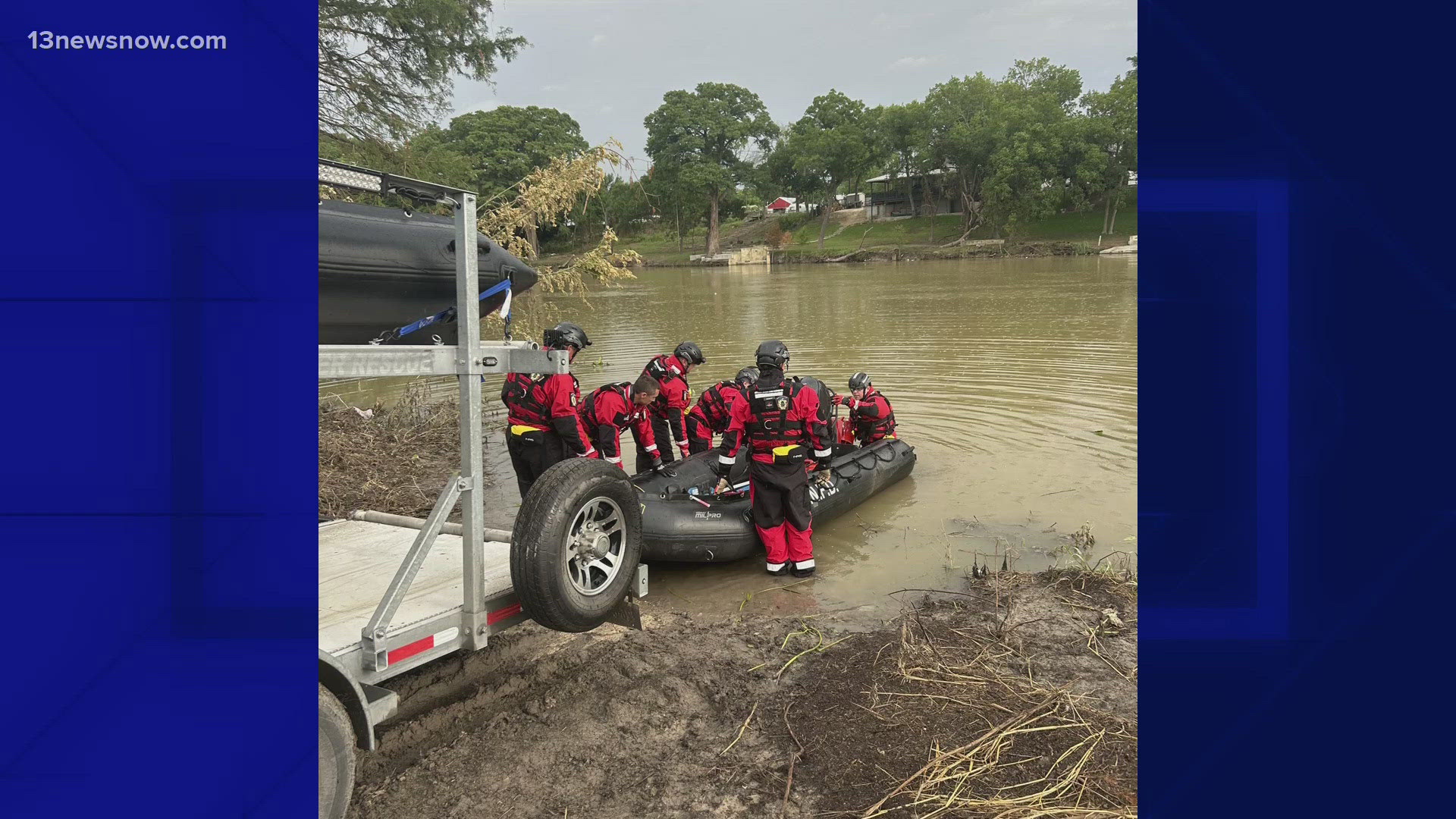 Newport News Fire Chief Wesley Rogers said seven members of his department began work Monday morning in Kerrville, Texas. 