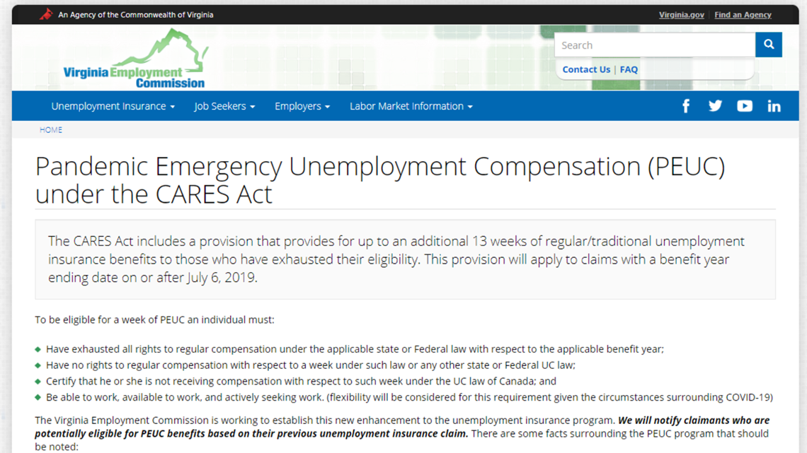 Virginia unemployment benefit extensions could be delayed until July