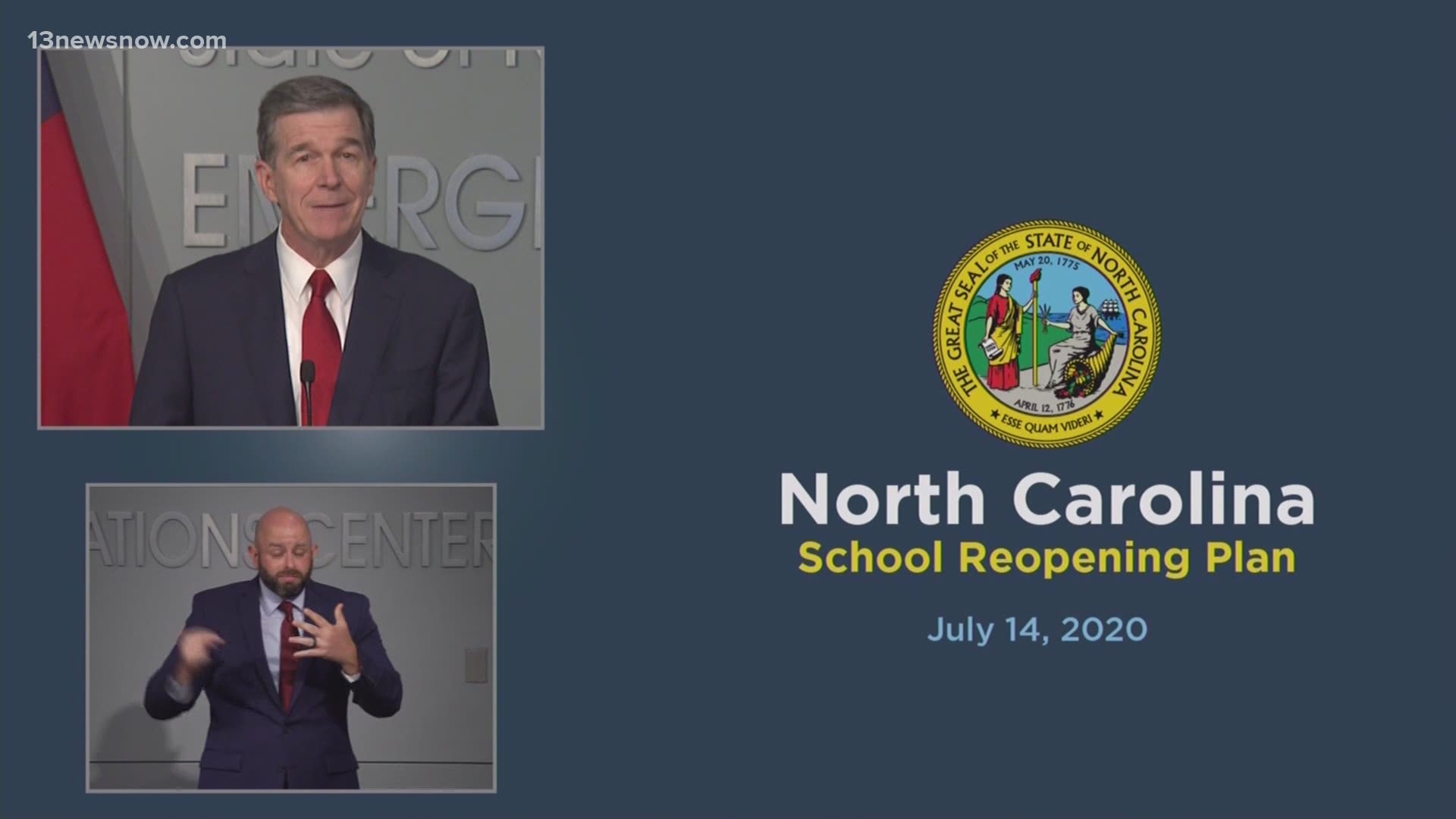 The governor said that North Carolina schools will be open this fall for remote learning and in-person instruction.