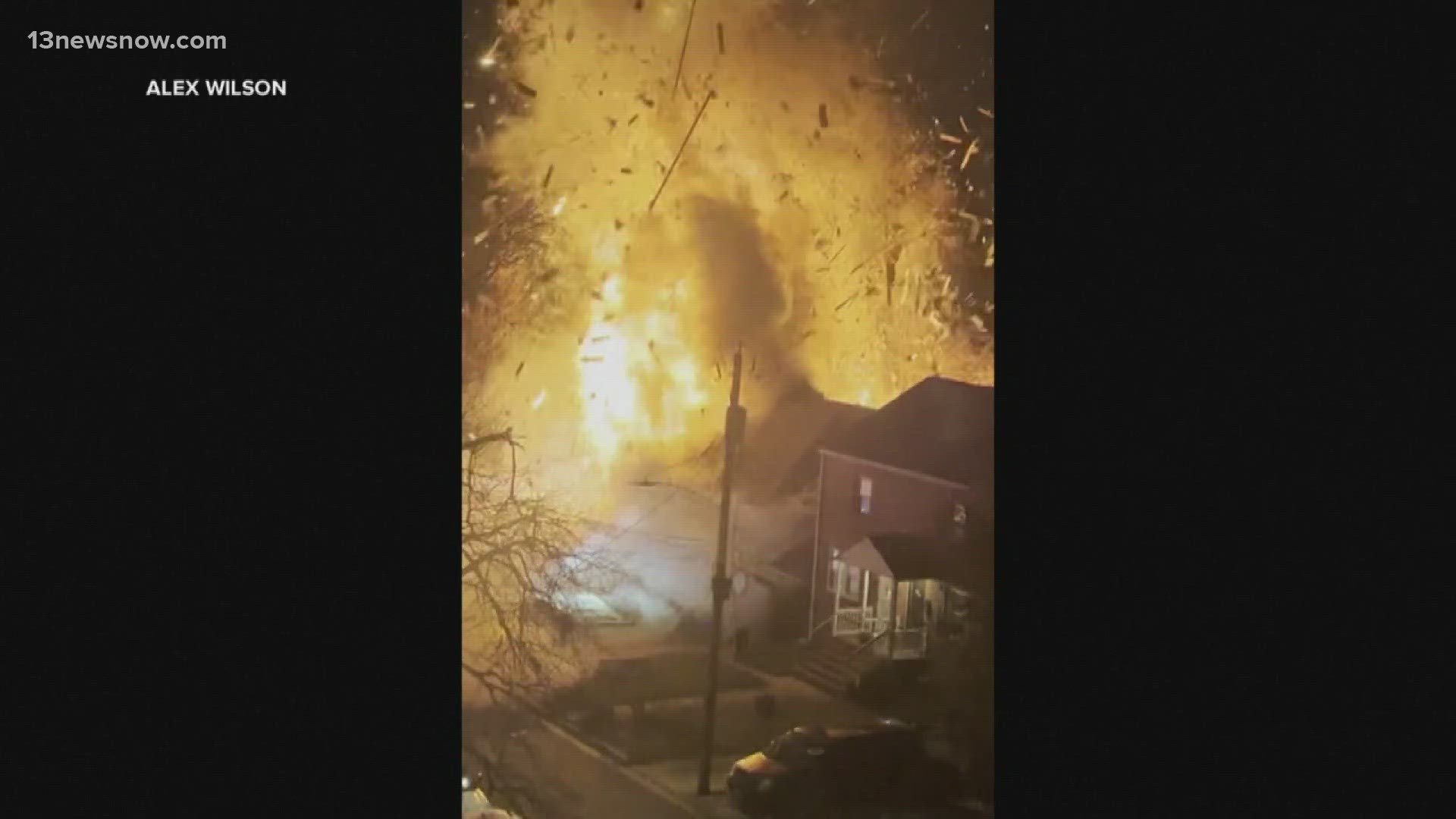This video from social media shows the explosion. Police were called to the scene beforehand and received a search warrant but the suspect would not come outside.