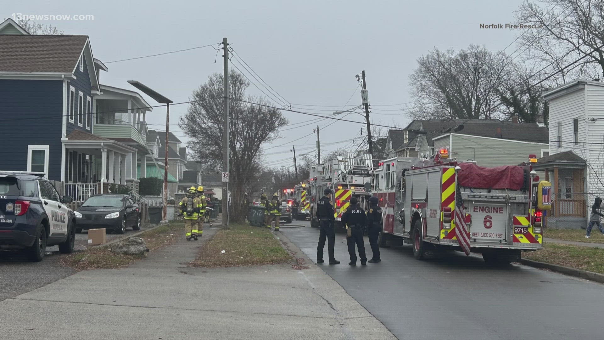 A spokesperson for Norfolk Fire-Rescue said the firefighter suffered an unspecified injury before entering the home and is expected to be OK.