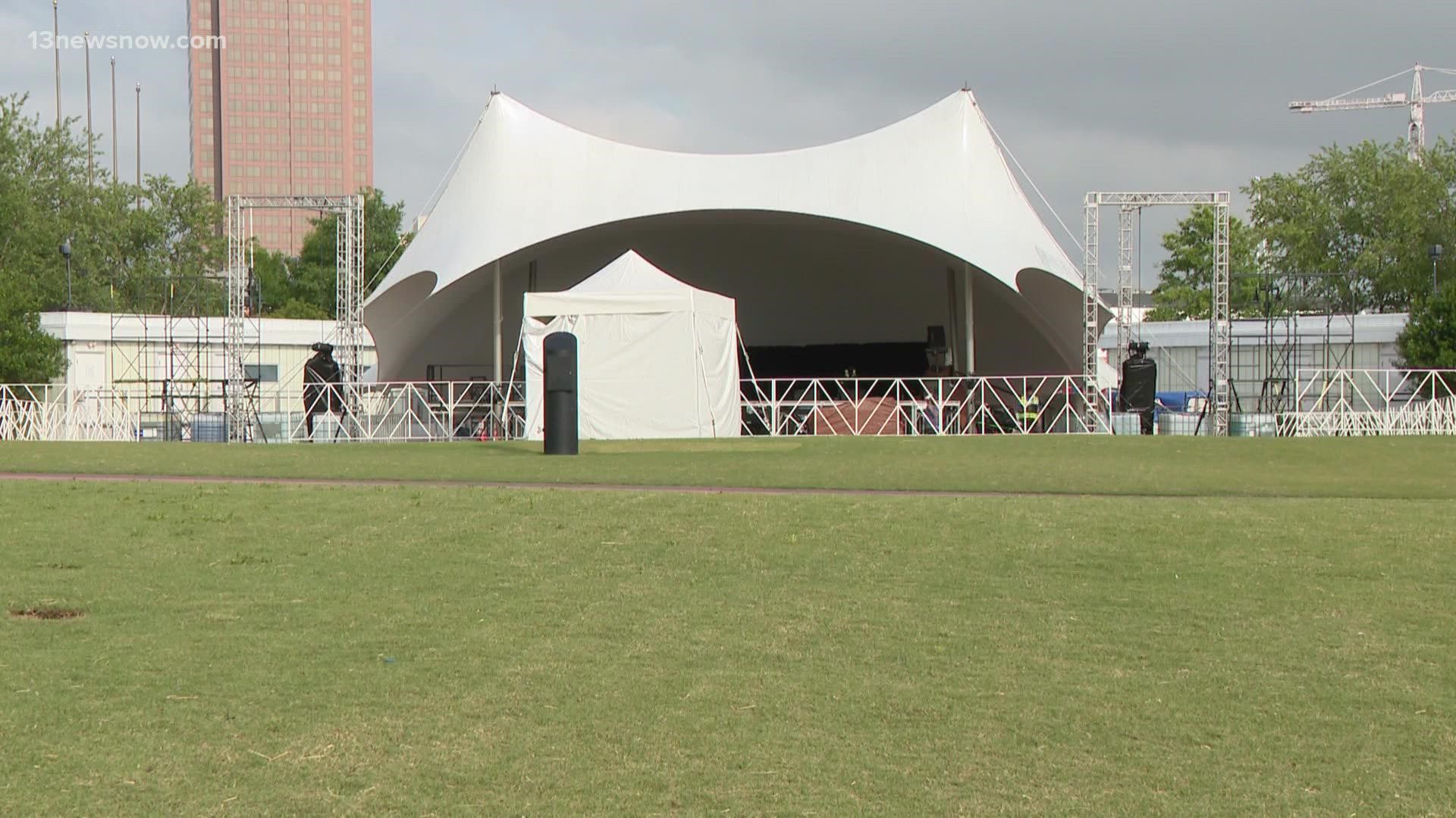 The opening ceremony was canceled, and tonight's performance featuring Jon Pardi’s has been moved to the Norfolk Scope Arena.