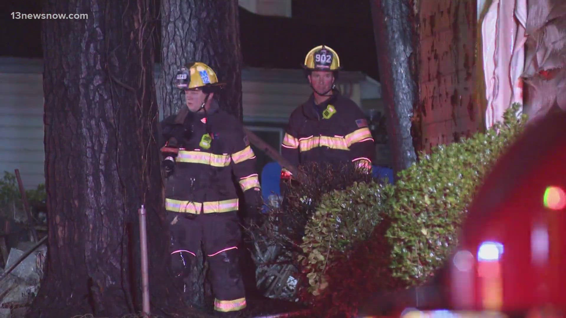 Firefighters received a call about a shed catching fire around 1:30 a.m. on Monday. Chesapeake, Suffolk and Portsmouth crews helped to extinguish the flames.