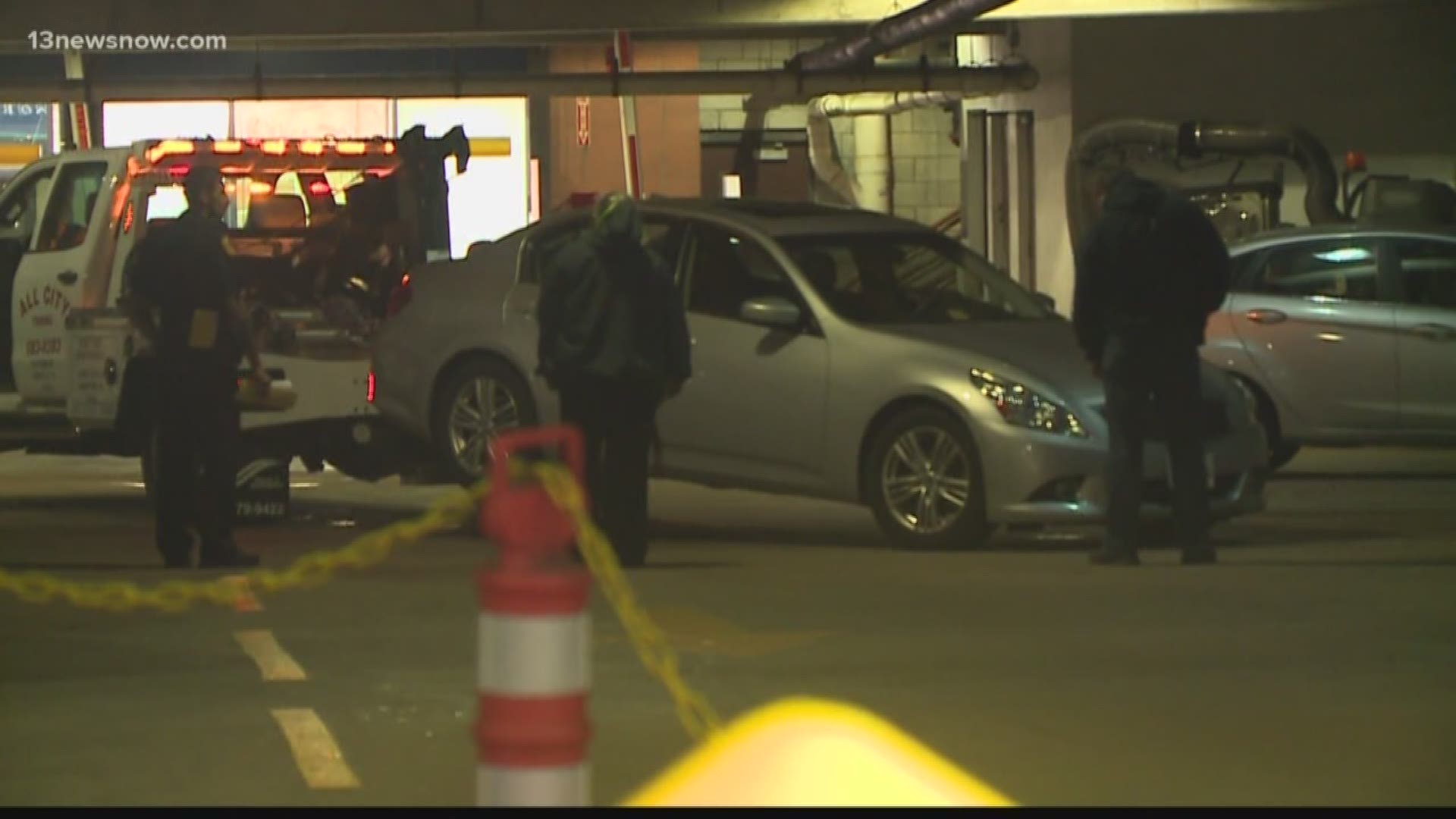 A police officer in Norfolk returned fire at the York Street parking garage.