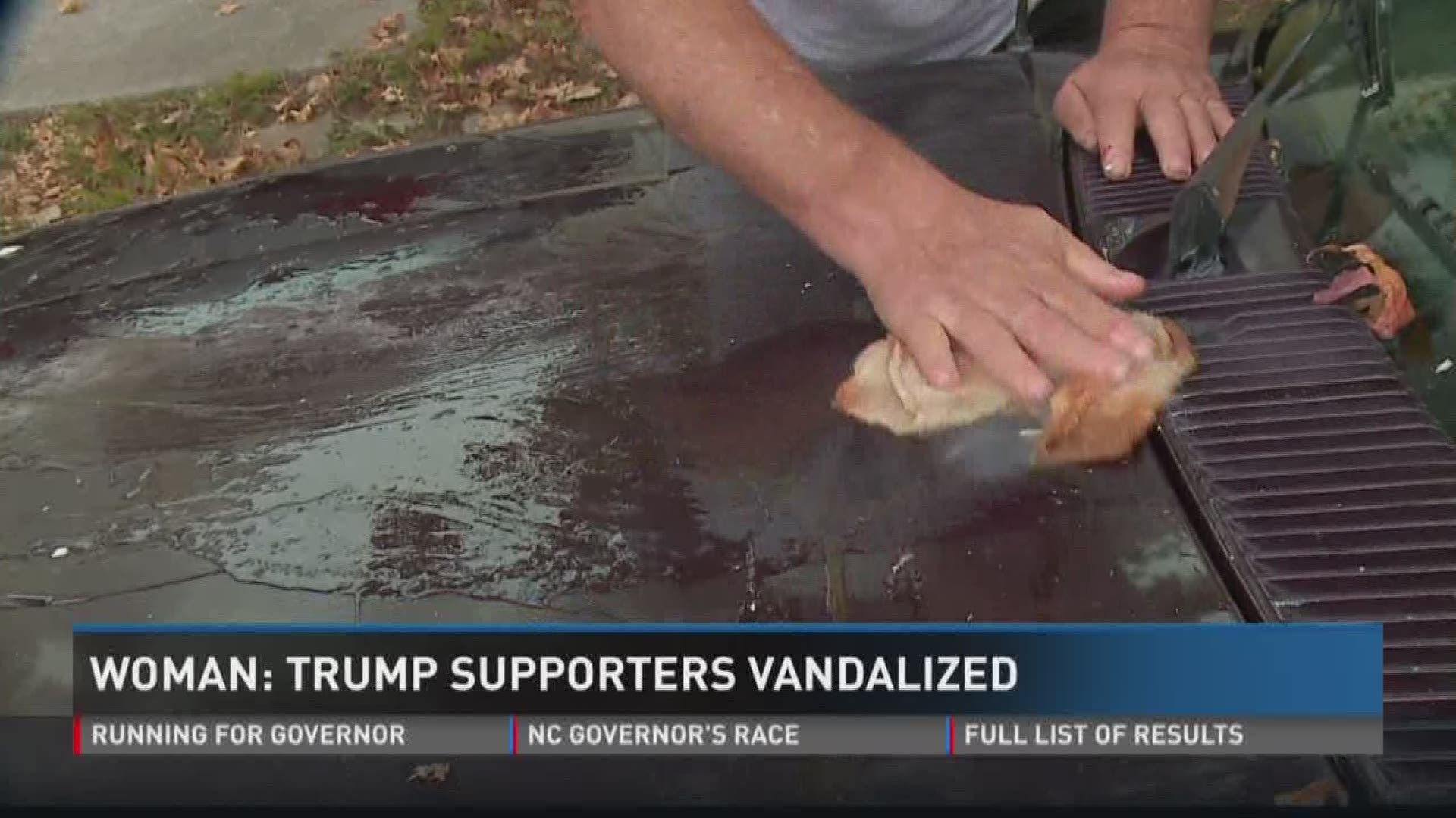 Trump supporters car vandalized.