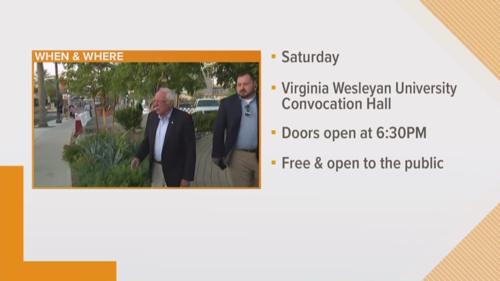 Senator Bernie Sanders will be campaigning in Virginia ahead of Super Tuesday on March 3. He'll be making a stop in Virginia Beach to hold a rally.