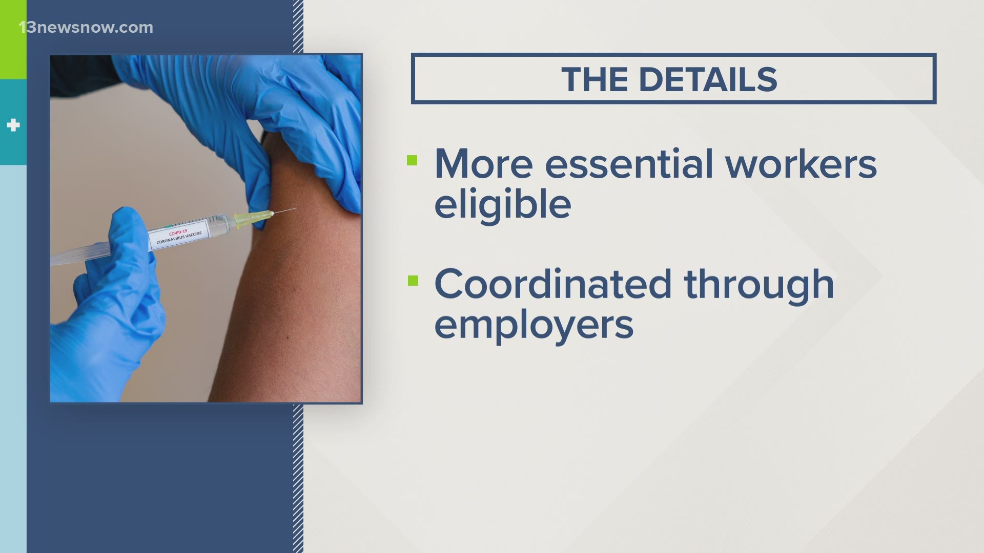 The Eastern Shore Health District is moving to Phase 1c in Virginia's COVID-19 vaccine distribution plan, which expands vaccinations to more workers.