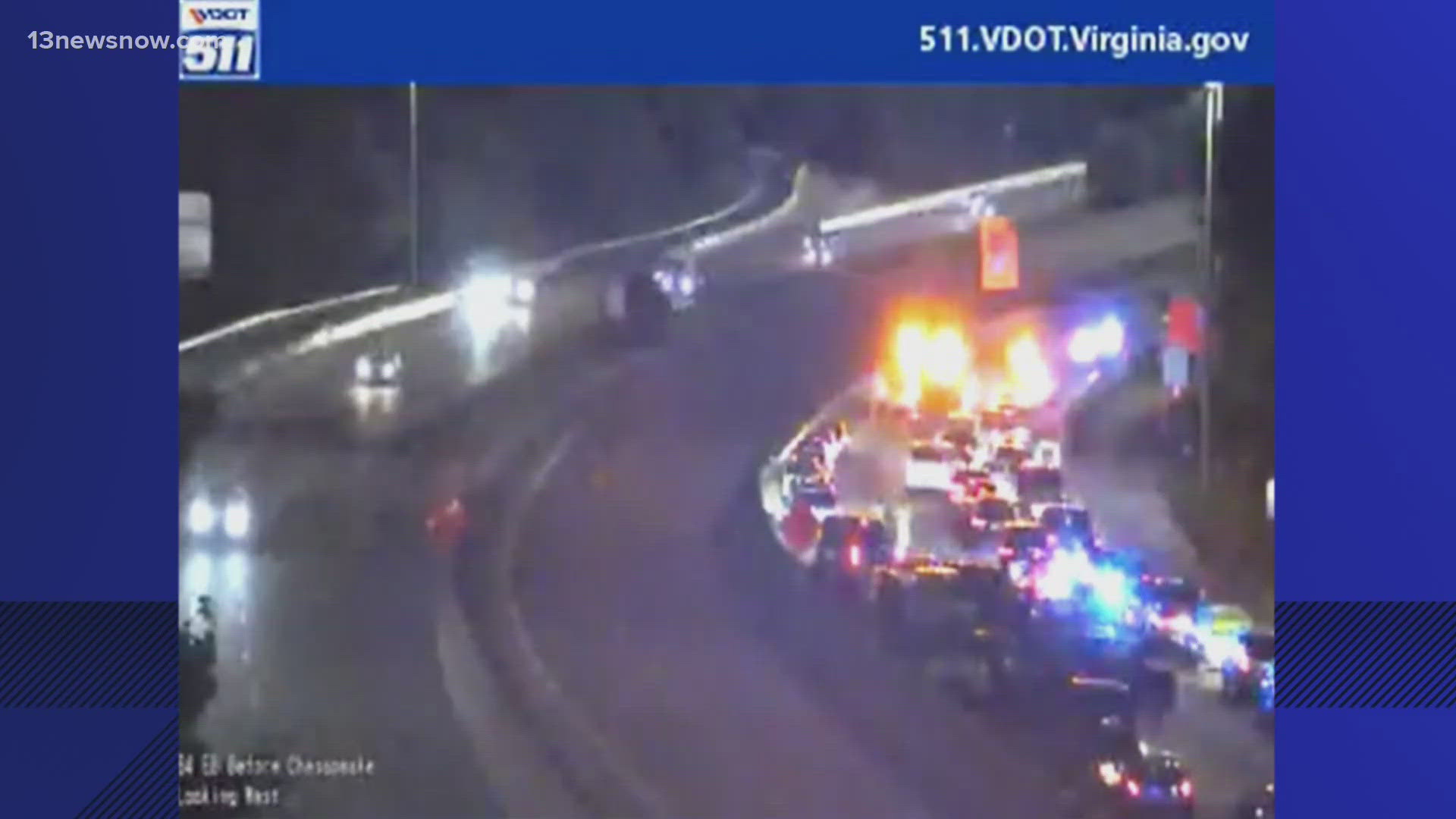 Motorcycle accident blocks all westbound lanes on I-64 near
