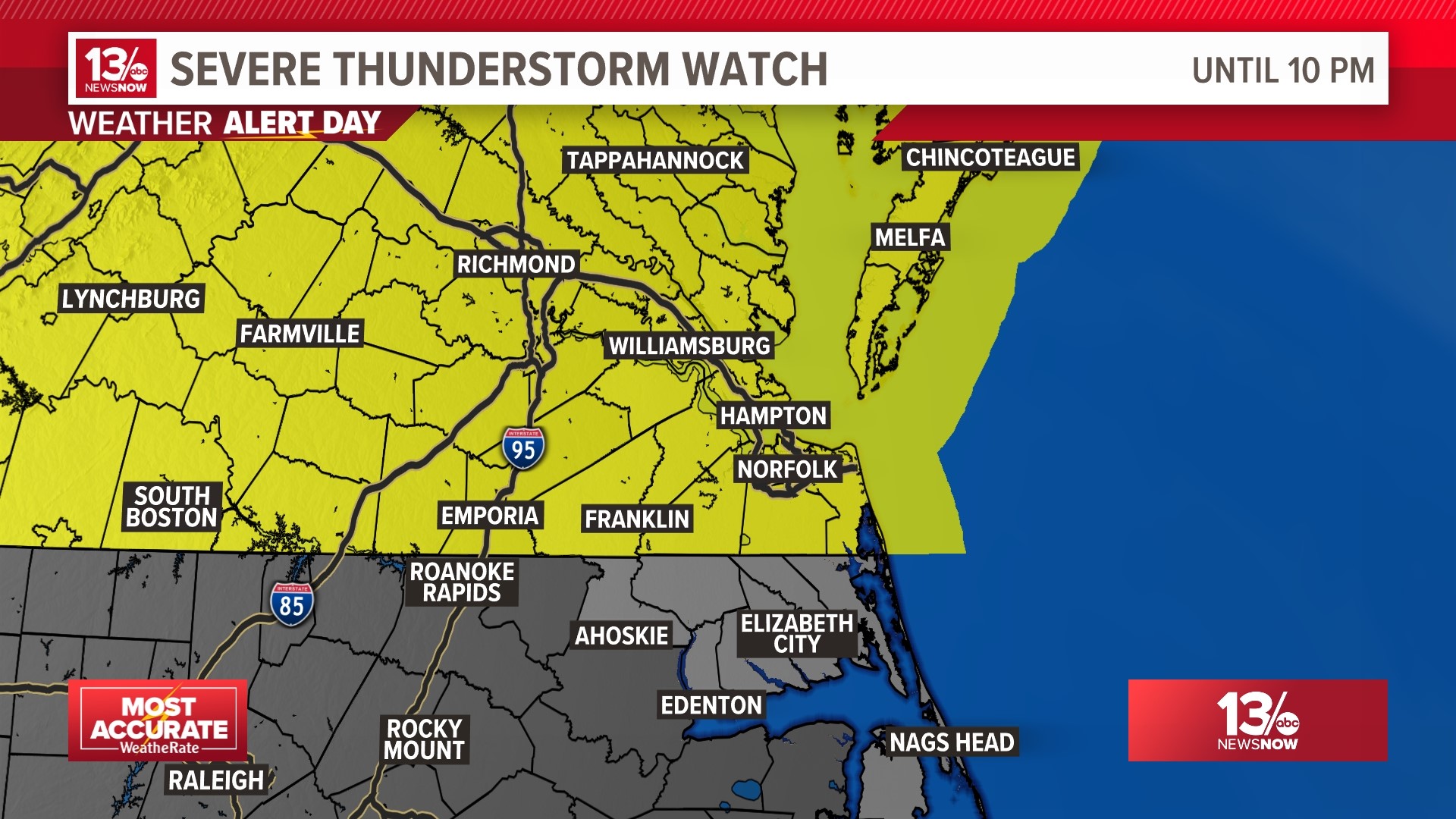 Severe Thunderstorm Watch issued for majority of Virginia | 13newsnow.com