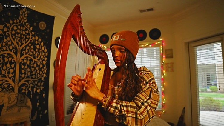 With aspirations to be a professional musician, teen girl surprised with the harp of her dreams