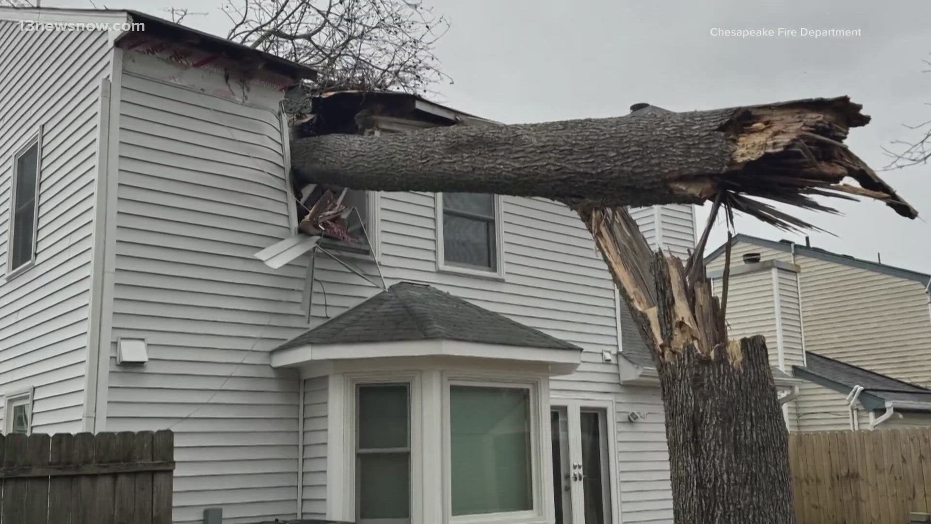 Severe Hampton Roads weather knocked down trees and flooded neighborhoods