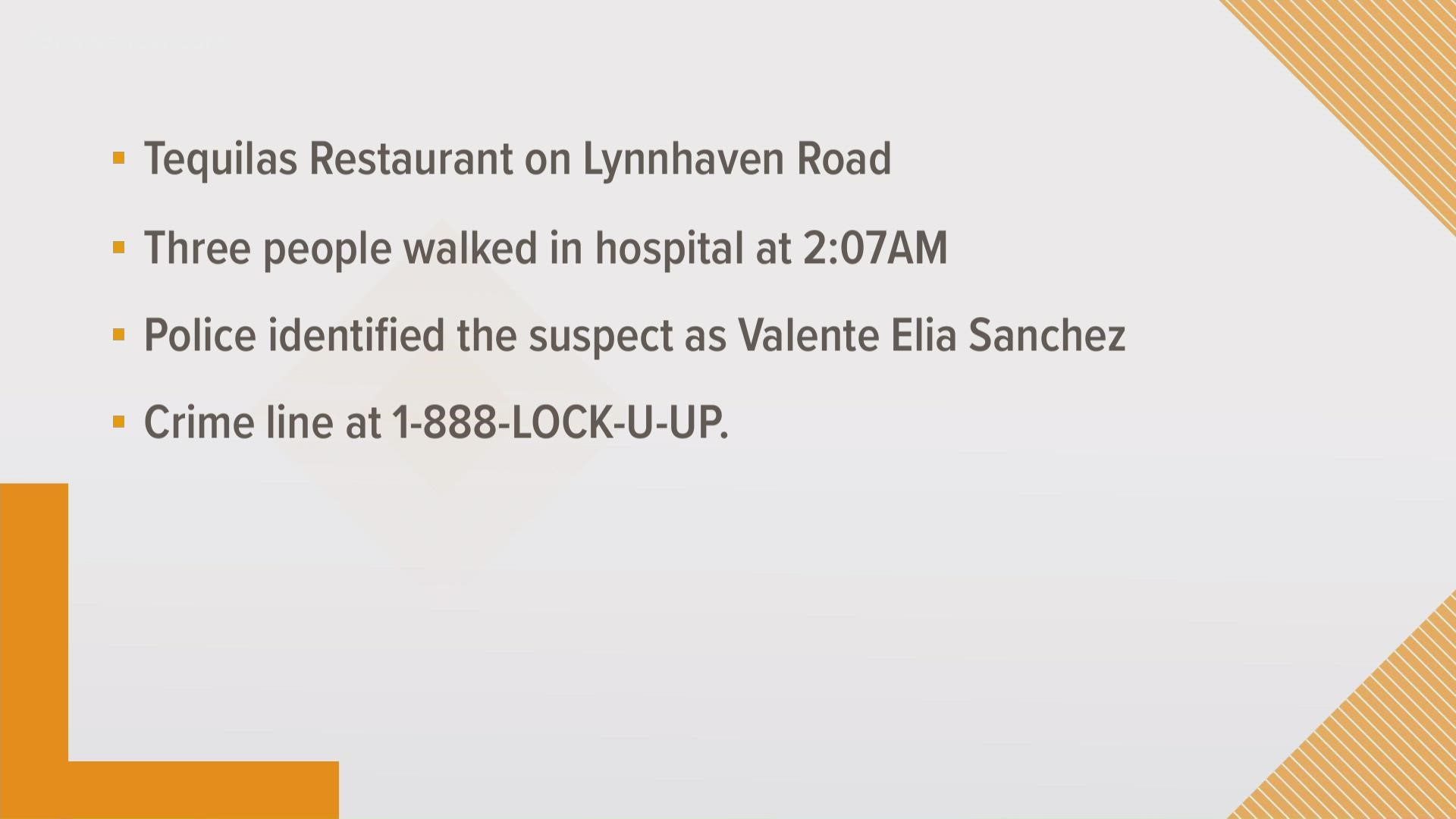 Virginia Beach police are looking for Valente Elia Sanchez after he allegedly stabbed three people he knew at Tequilas Restaraunt on Lynnhaven Road.