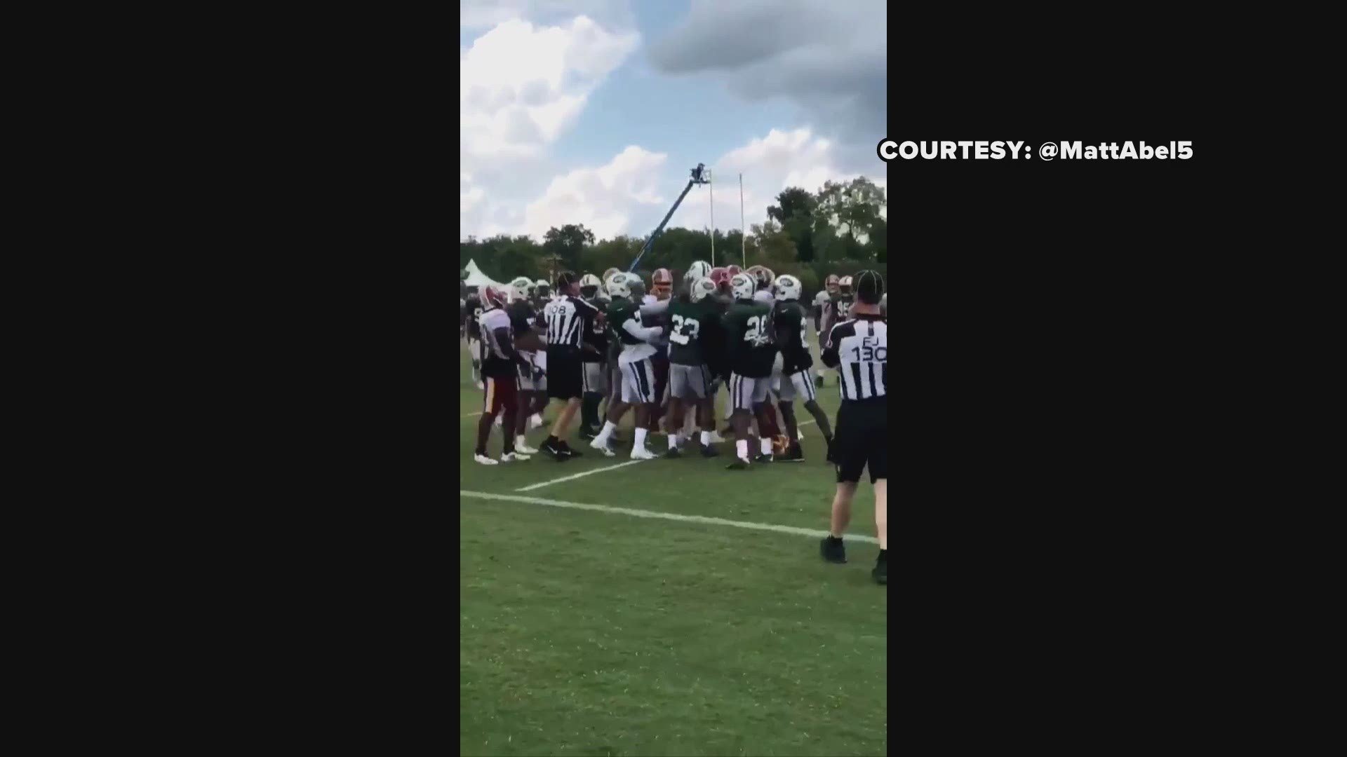 Tensions flared in a big way as a fight broke out between the Redskins and Jets during a joint practice in Richmond on Sunday.