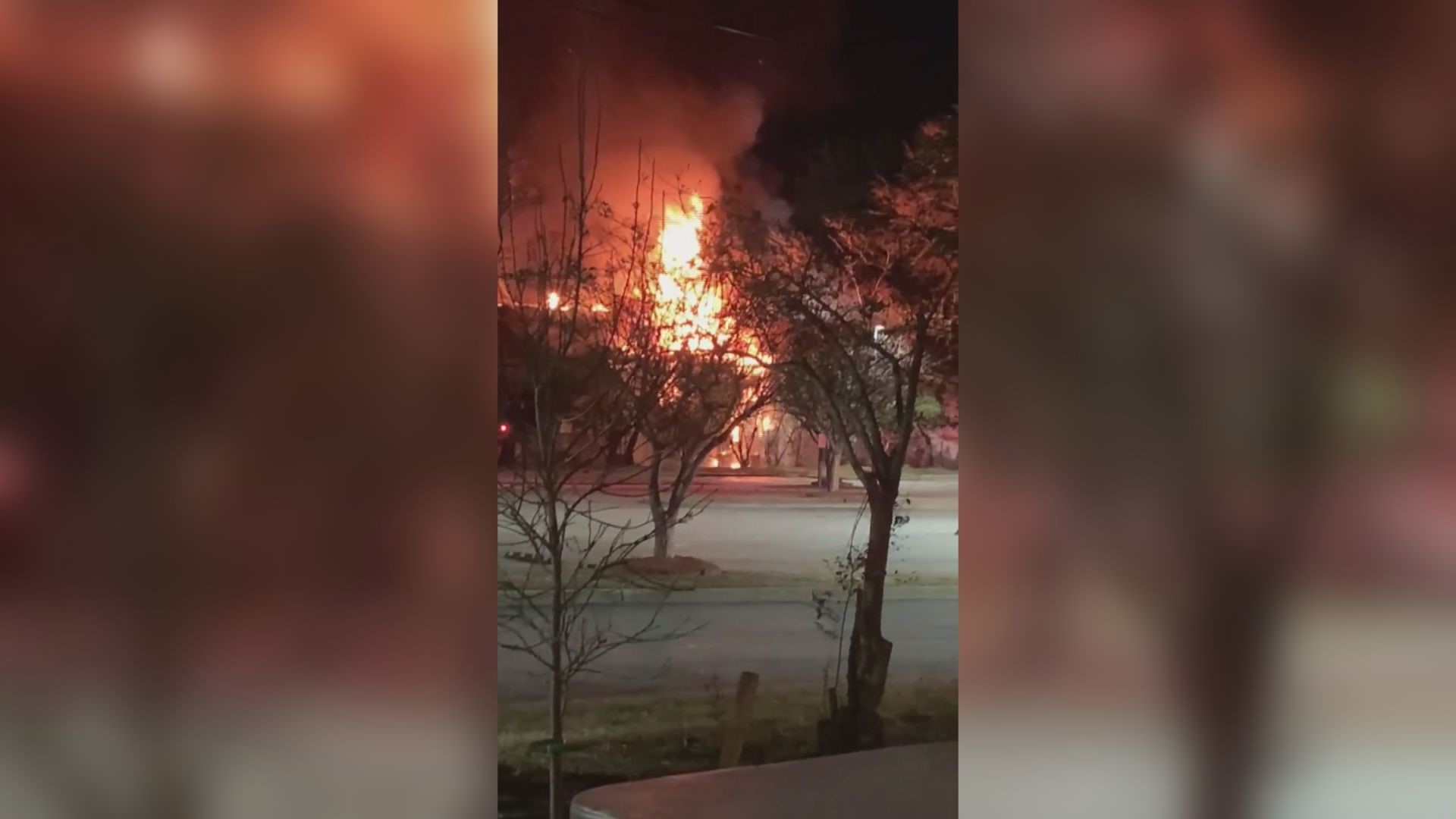 Heavy fire comes from a residential building in the 800 block of Pecan Point Road in Norfolk. Video courtesy Jeffrey Zeiber.