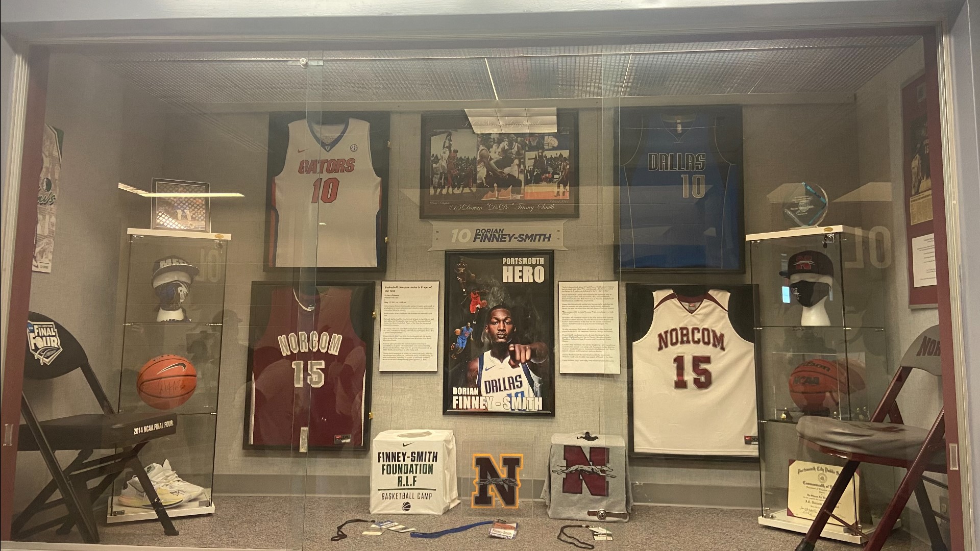 Members of the Portsmouth Public School system unveiled a display of Dorian Finney- Smith's memorabilia on Saturday morning at his alma mater.