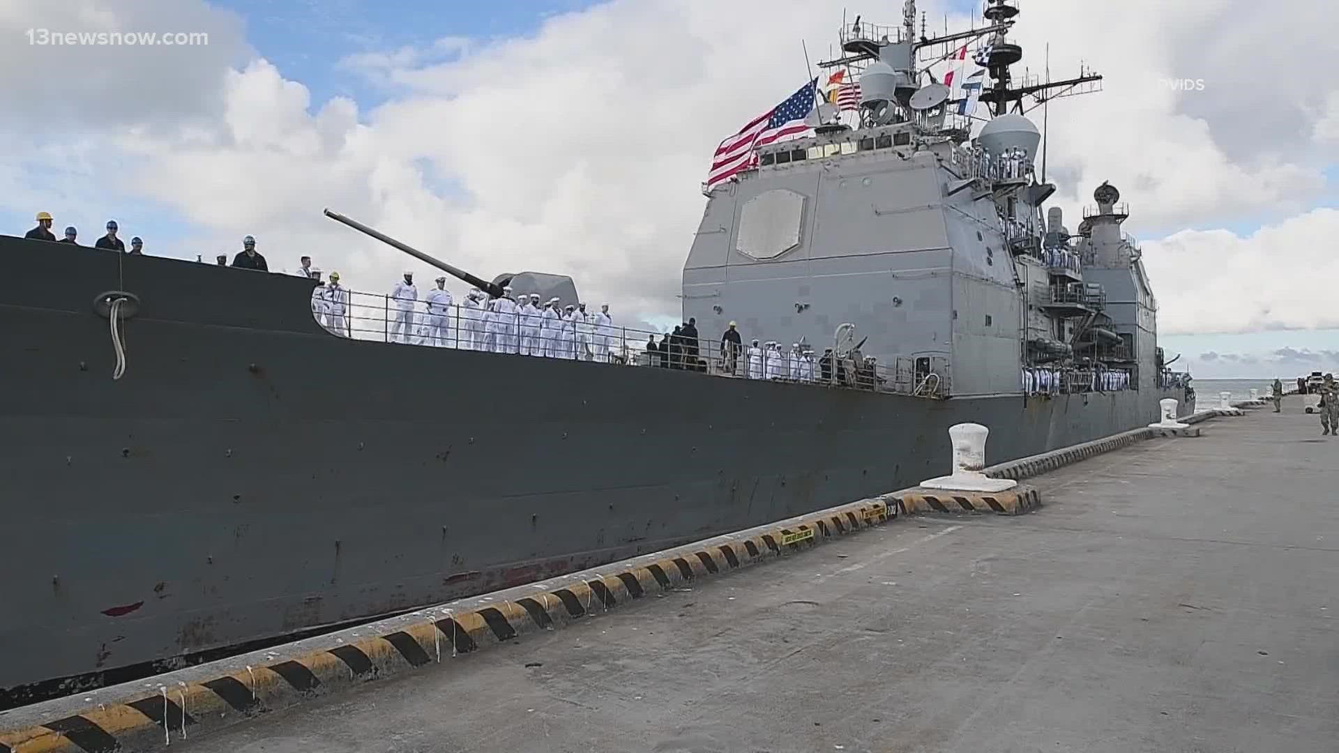 Hundreds of sailors are back home in Norfolk right now! USS San Jacinto returned Thursday morning.