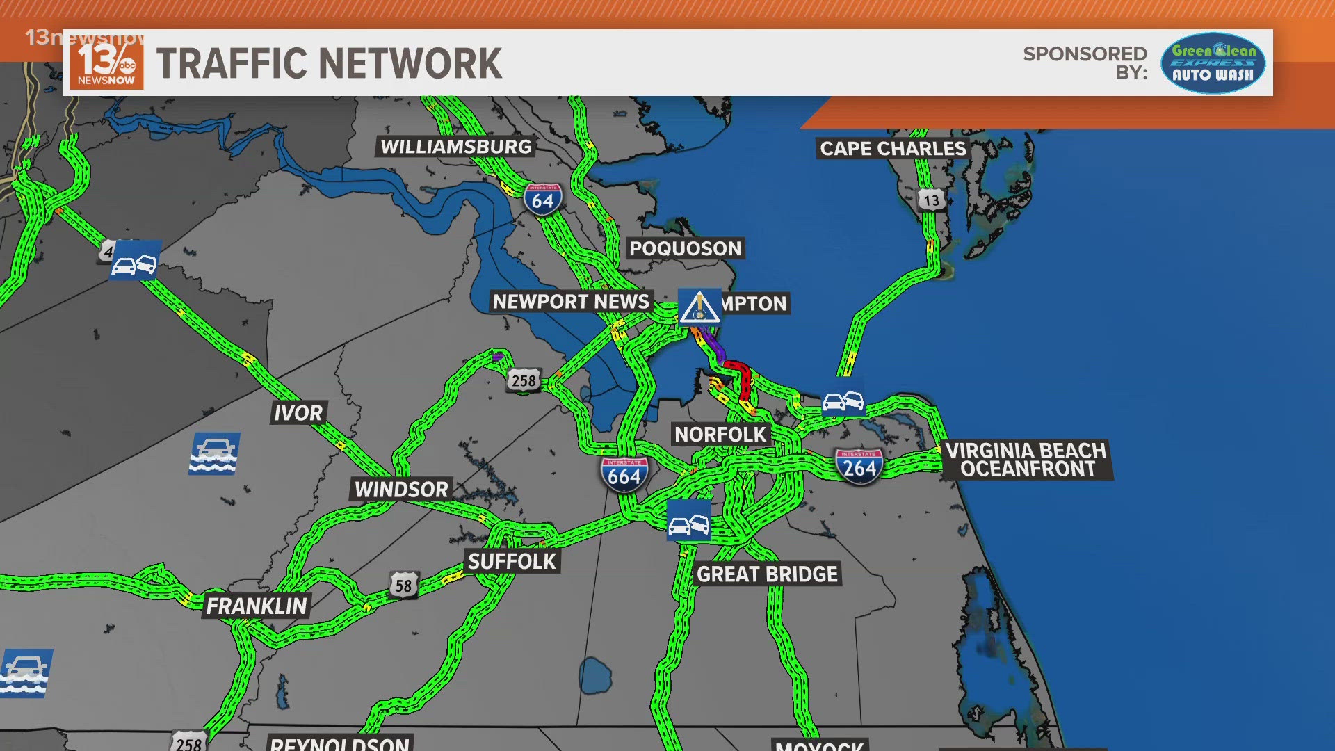 Interstate 64 westbound lanes were closed as traffic was being detoured.