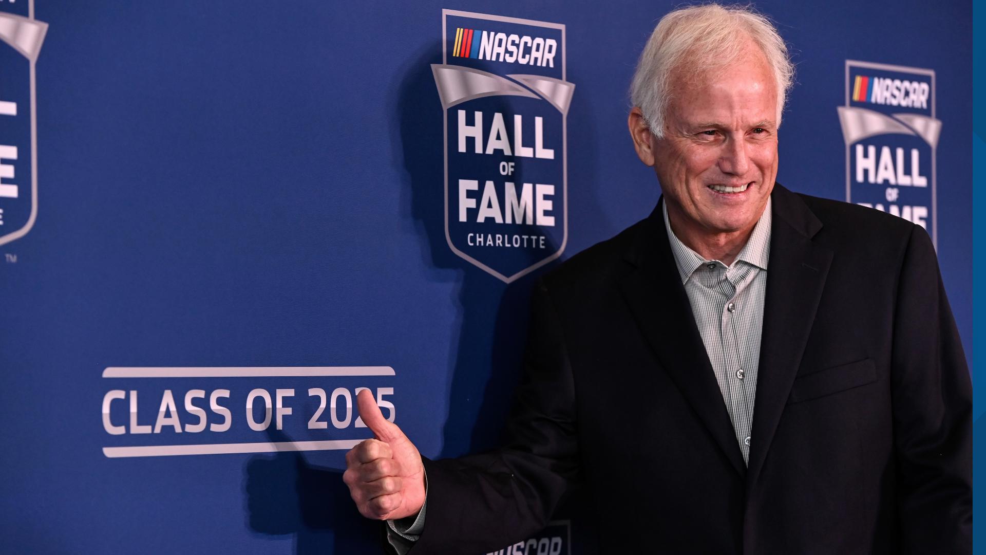 Former driver Ricky Rudd poses for a photo after learning of his induction to the 2025 NASCAR Hall of Fame, Tuesday, May 21, 2024 AP Photo/Matt Kelley