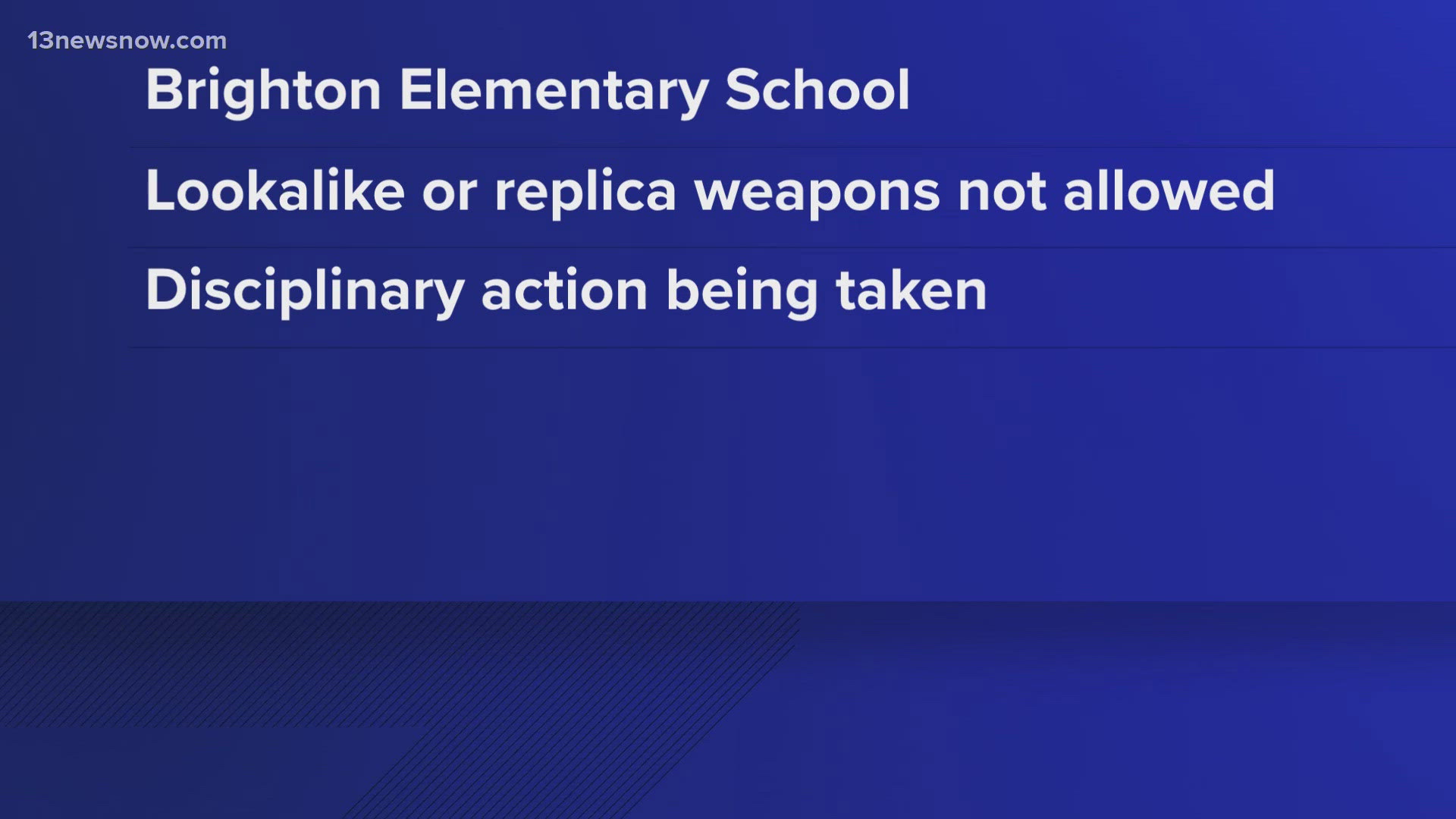 "Appropriate disciplinary action is being taken" after the replica weapon was brought into the school.