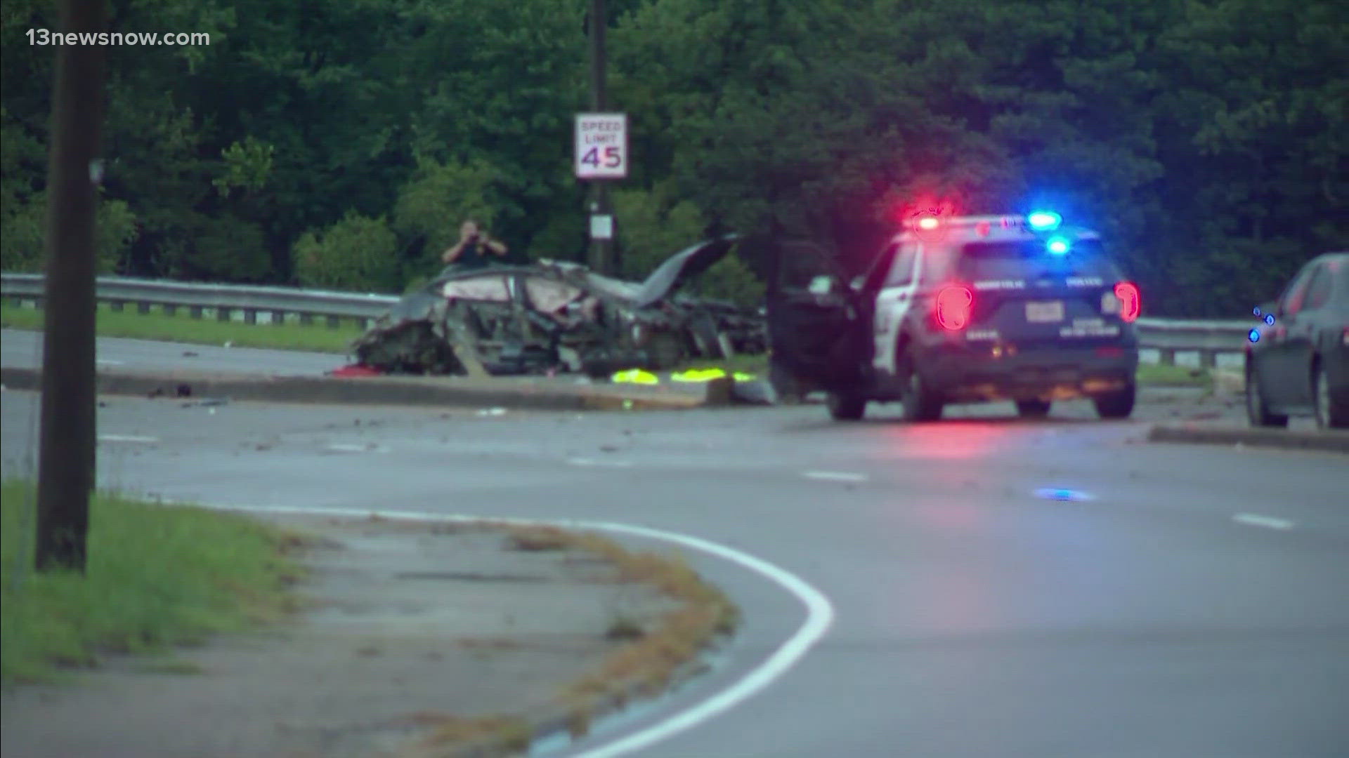 A man and a woman have been injured in a crash on Shore Drive.