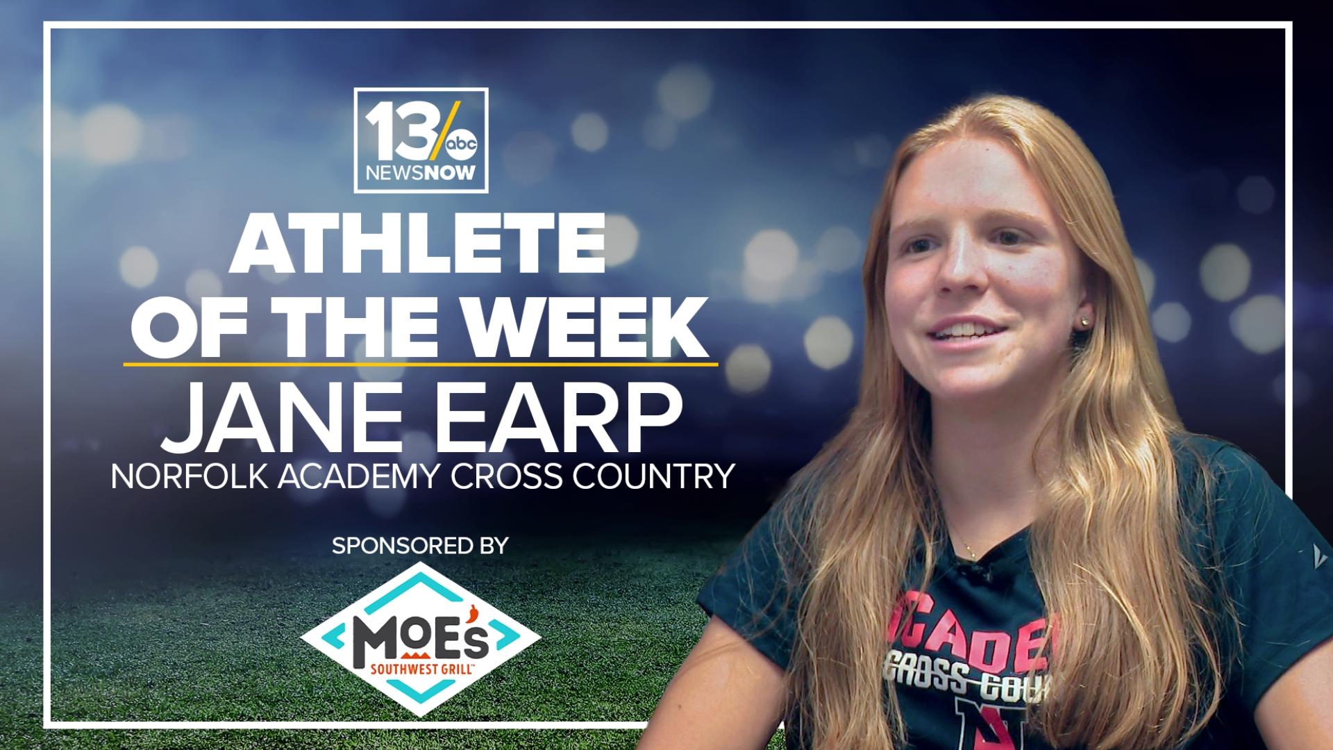 Jane Earp of Norfolk Academy is this week's Athlete of the Week.