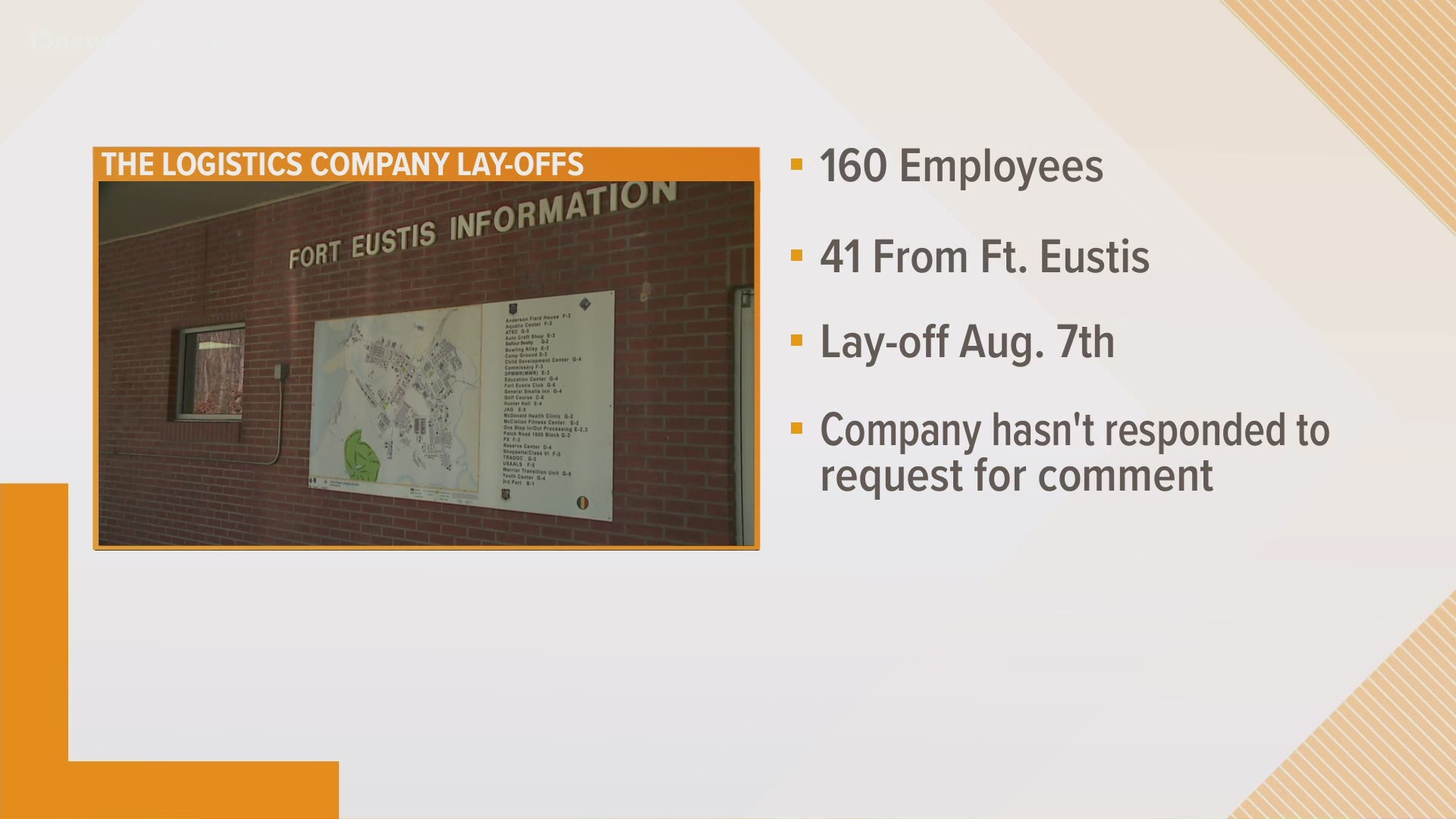 Forty-one employees specifically from Fort Eustis were given the notice.