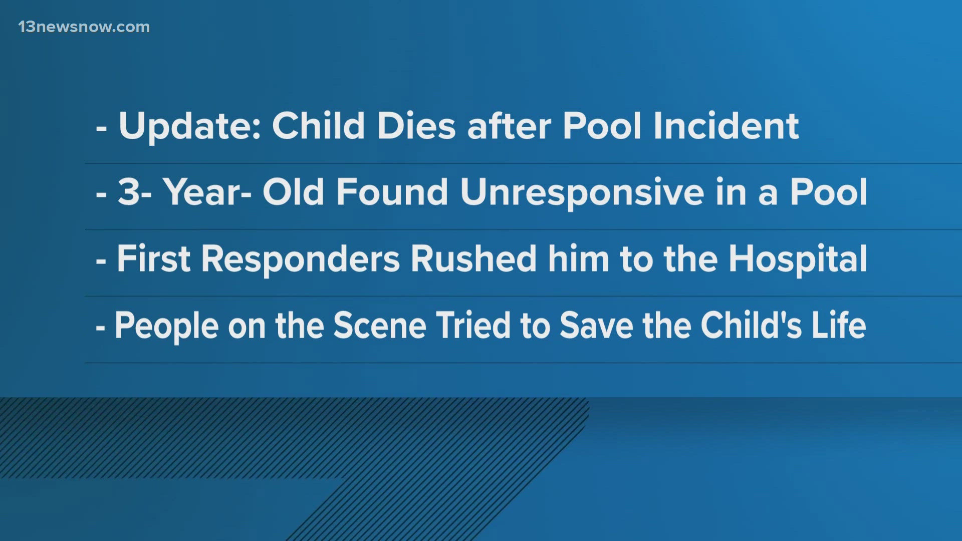 A child was rushed to the hospital after being found unresponsive in a pool in Chesapeake.